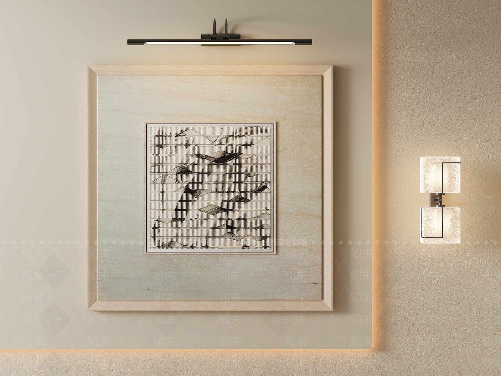 新中式抽象挂画3D模型下载【ID:1232393261】