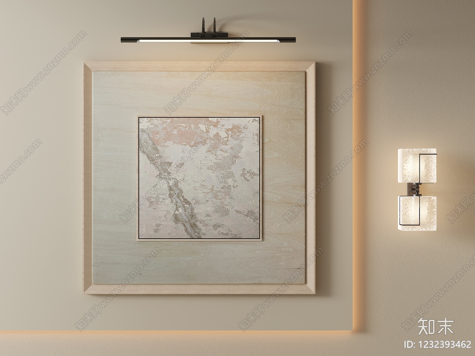 奶油风挂画3D模型下载【ID:1232393462】