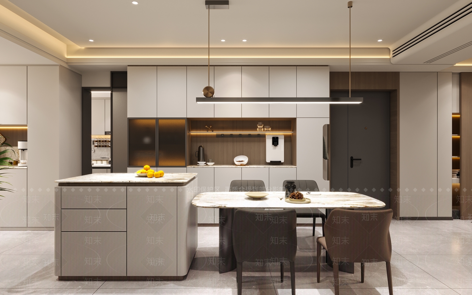 轻奢家居餐厅3D模型下载【ID:1232393814】