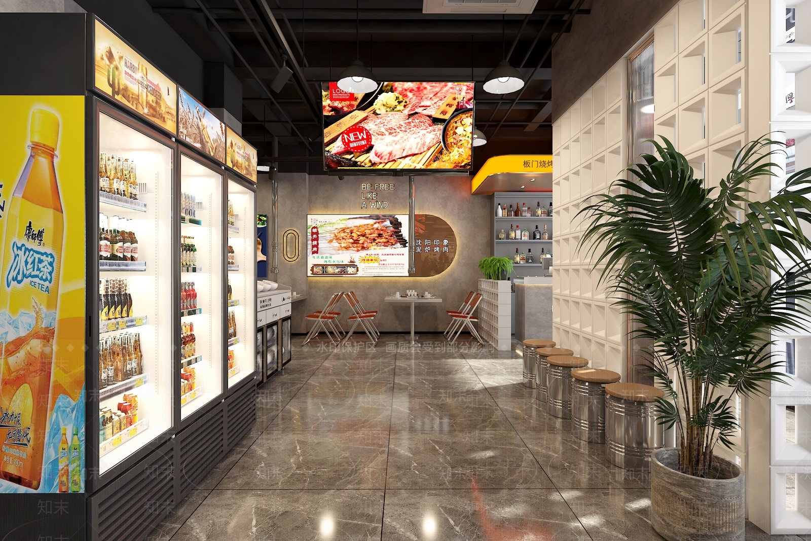 工业风烤肉店3D模型下载【ID:1232395157】