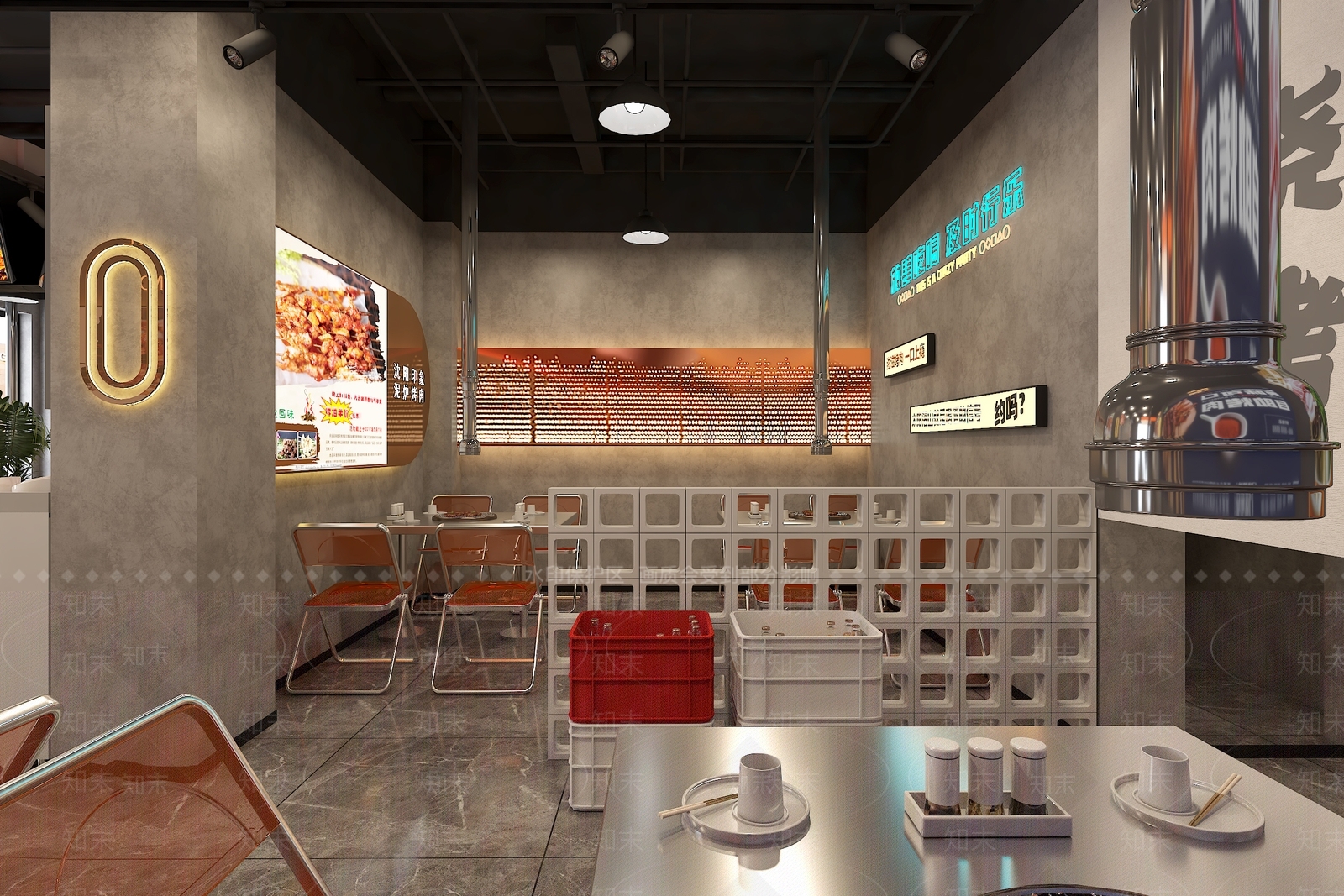 工业风烤肉店3D模型下载【ID:1232395157】