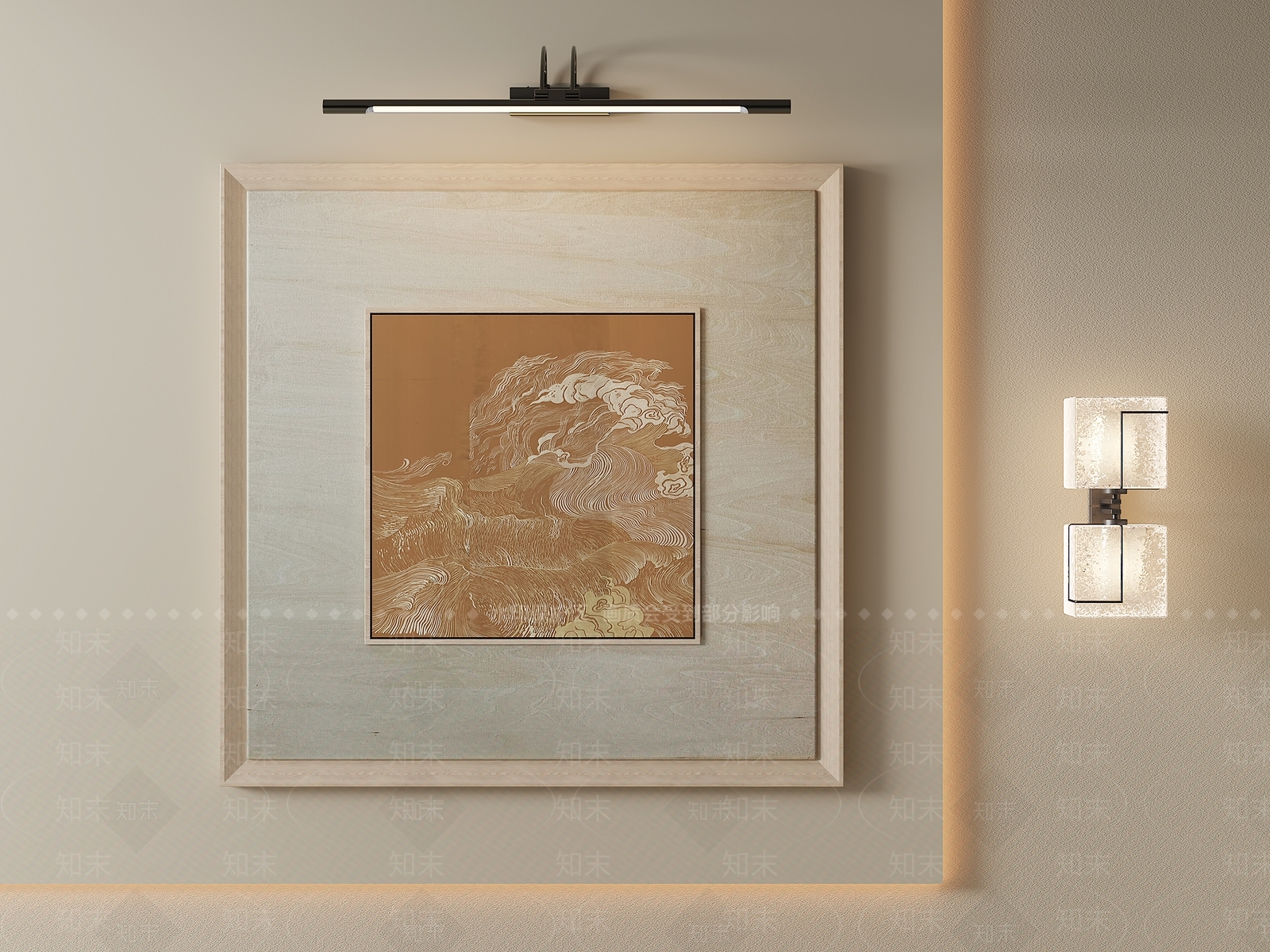 新中式挂画3D模型下载【ID:1232395622】