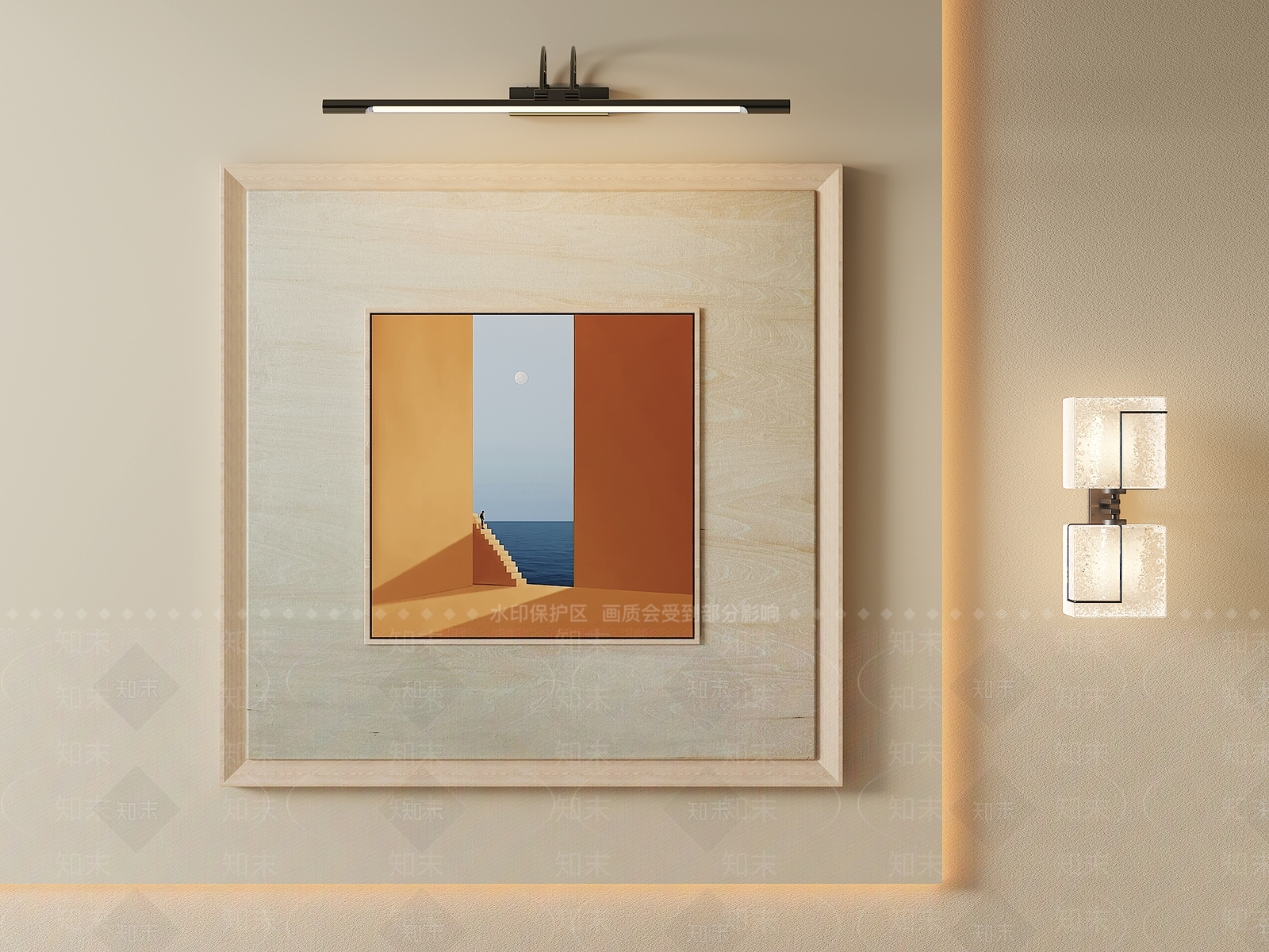 原木风挂画3D模型下载【ID:1232396116】