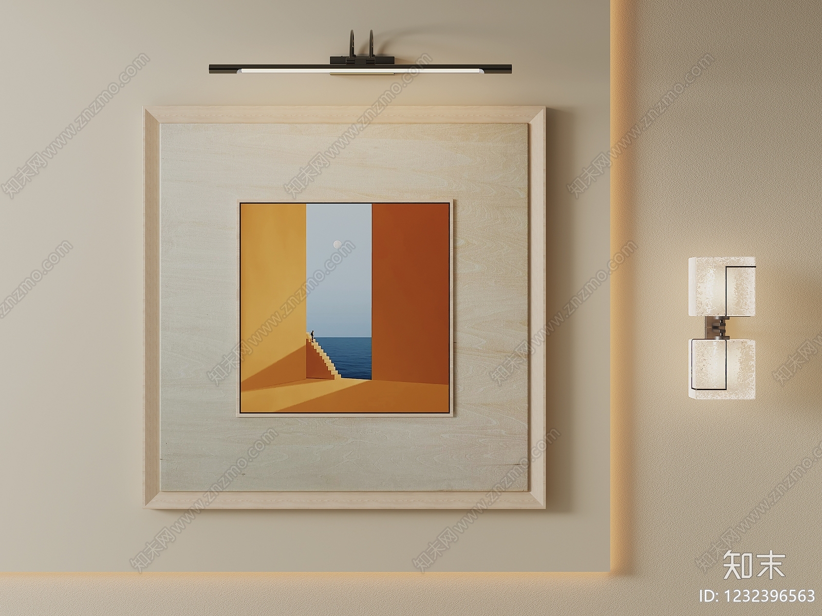 原木风挂画3D模型下载【ID:1232396563】