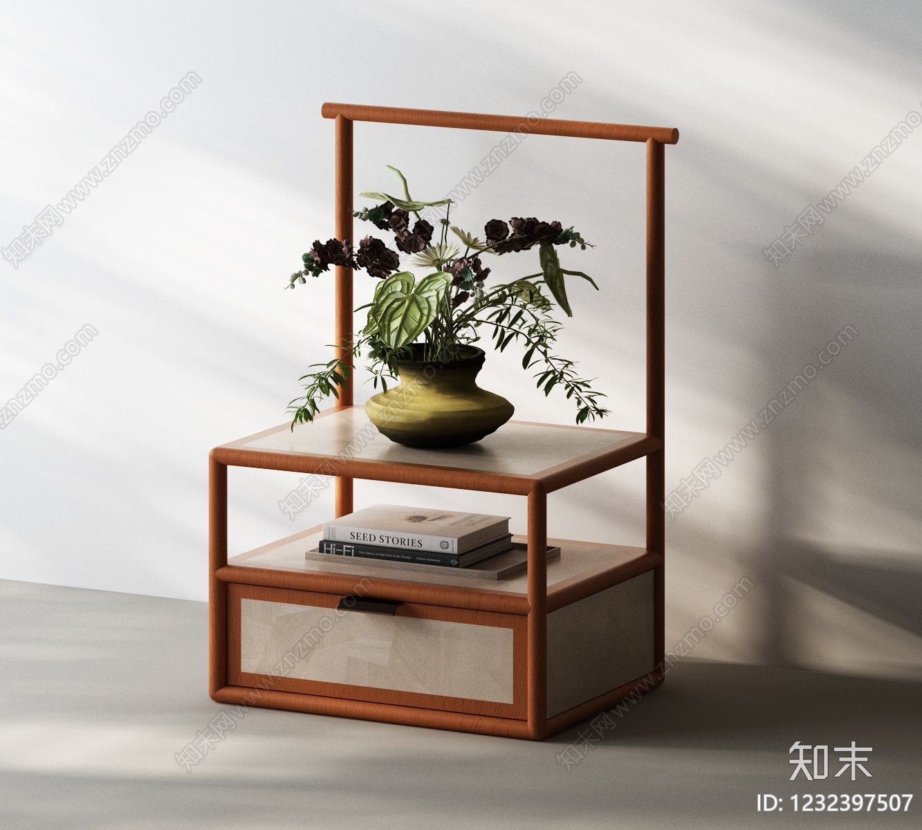 新中式床头柜SU模型下载【ID:1232397507】