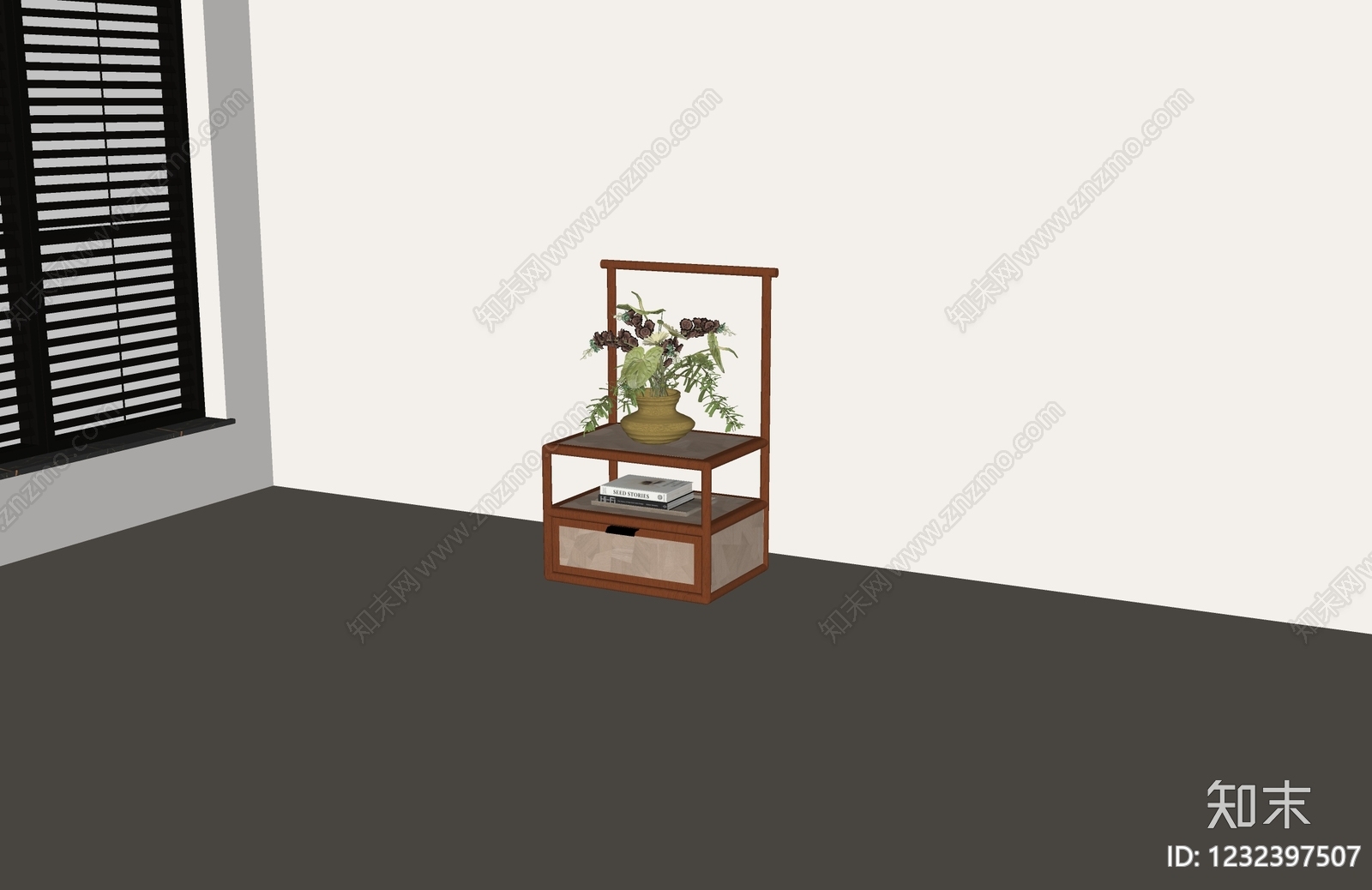新中式床头柜SU模型下载【ID:1232397507】