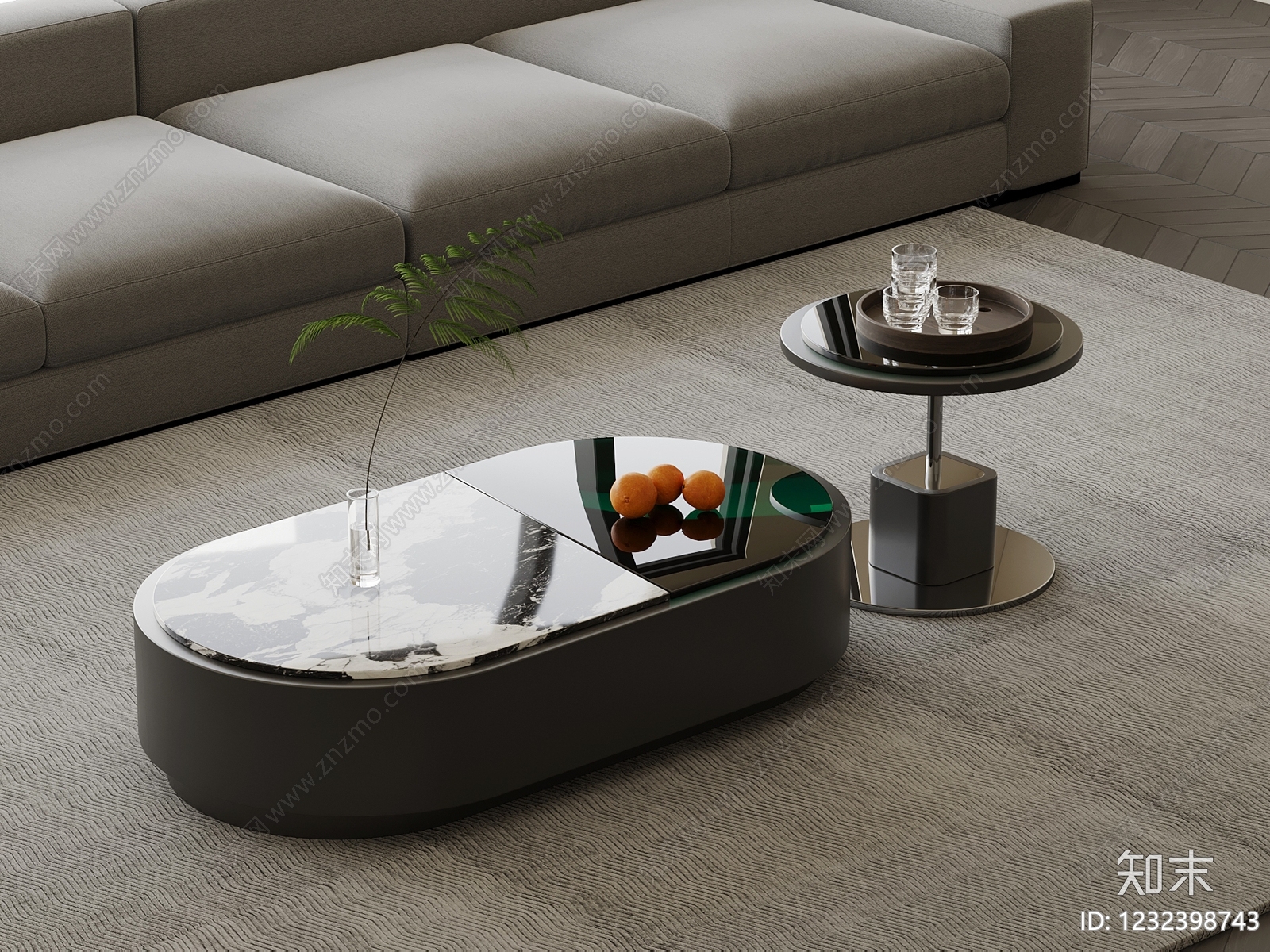 意式极简茶几3D模型下载【ID:1232398743】
