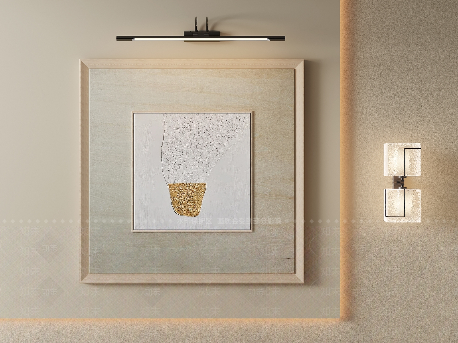 原木风抽象挂画3D模型下载【ID:1232399185】