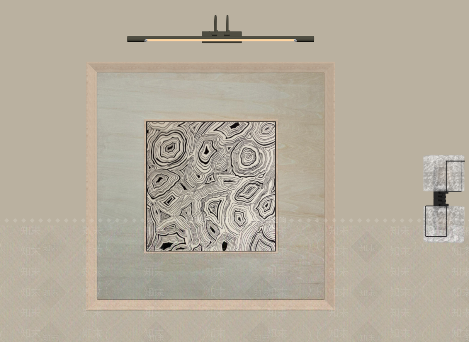 原木风挂画SU模型下载【ID:1232399731】