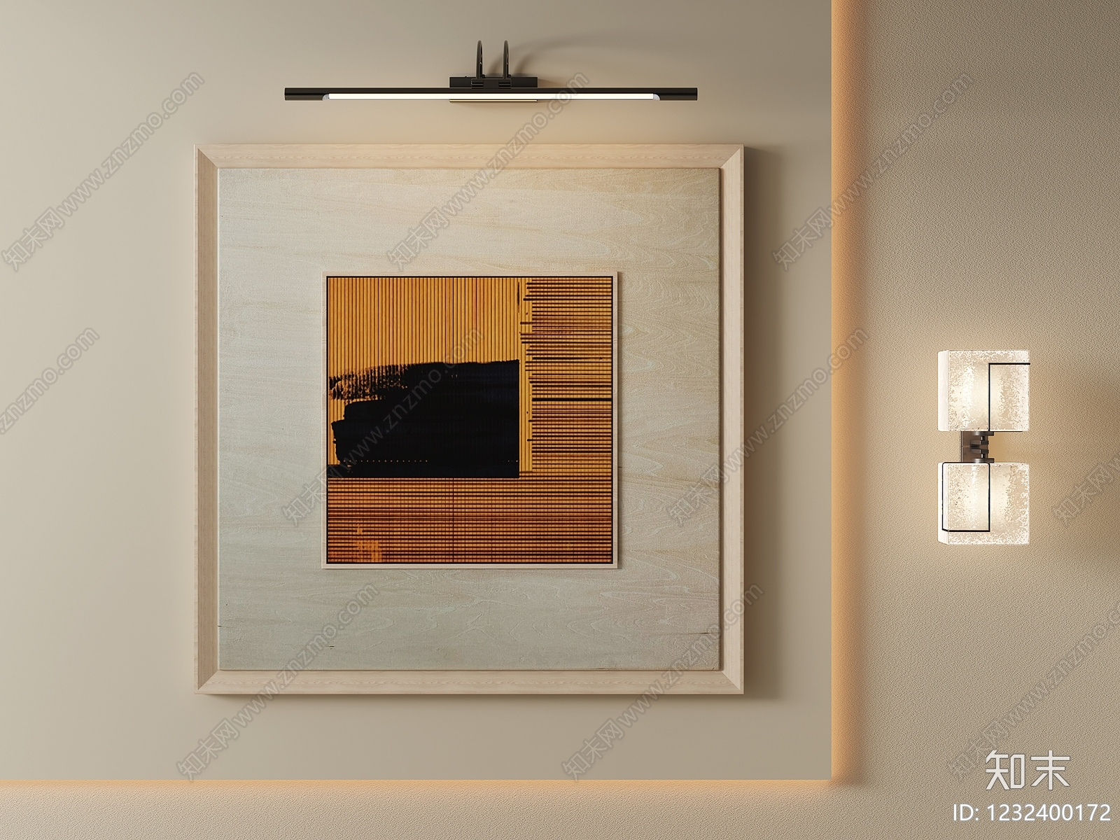 原木风挂画SU模型下载【ID:1232400172】