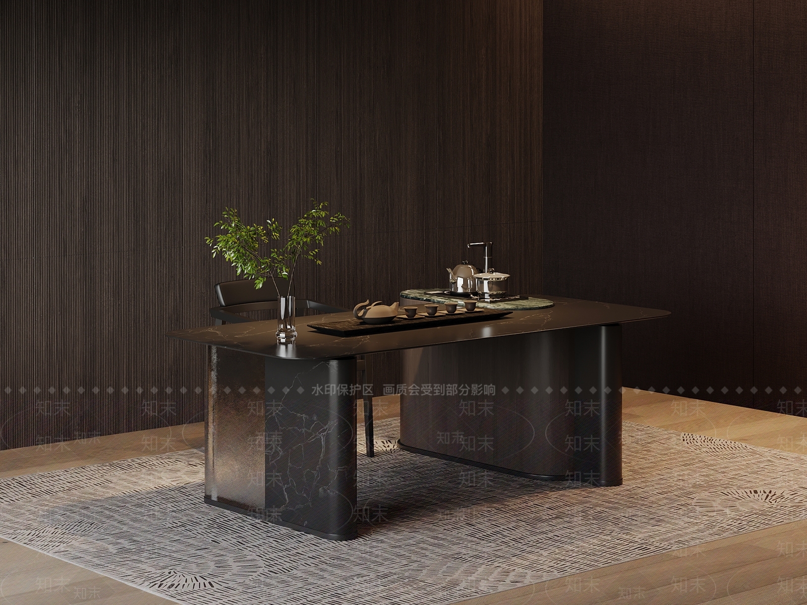 意式极简茶桌椅3D模型下载【ID:1232400136】