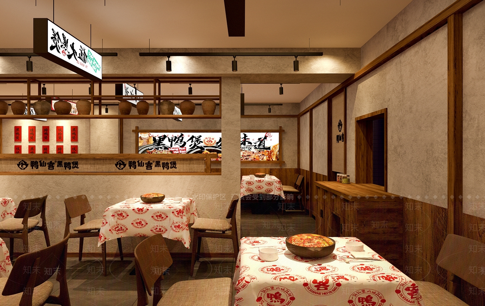 新中式中餐厅3D模型下载【ID:1232400872】