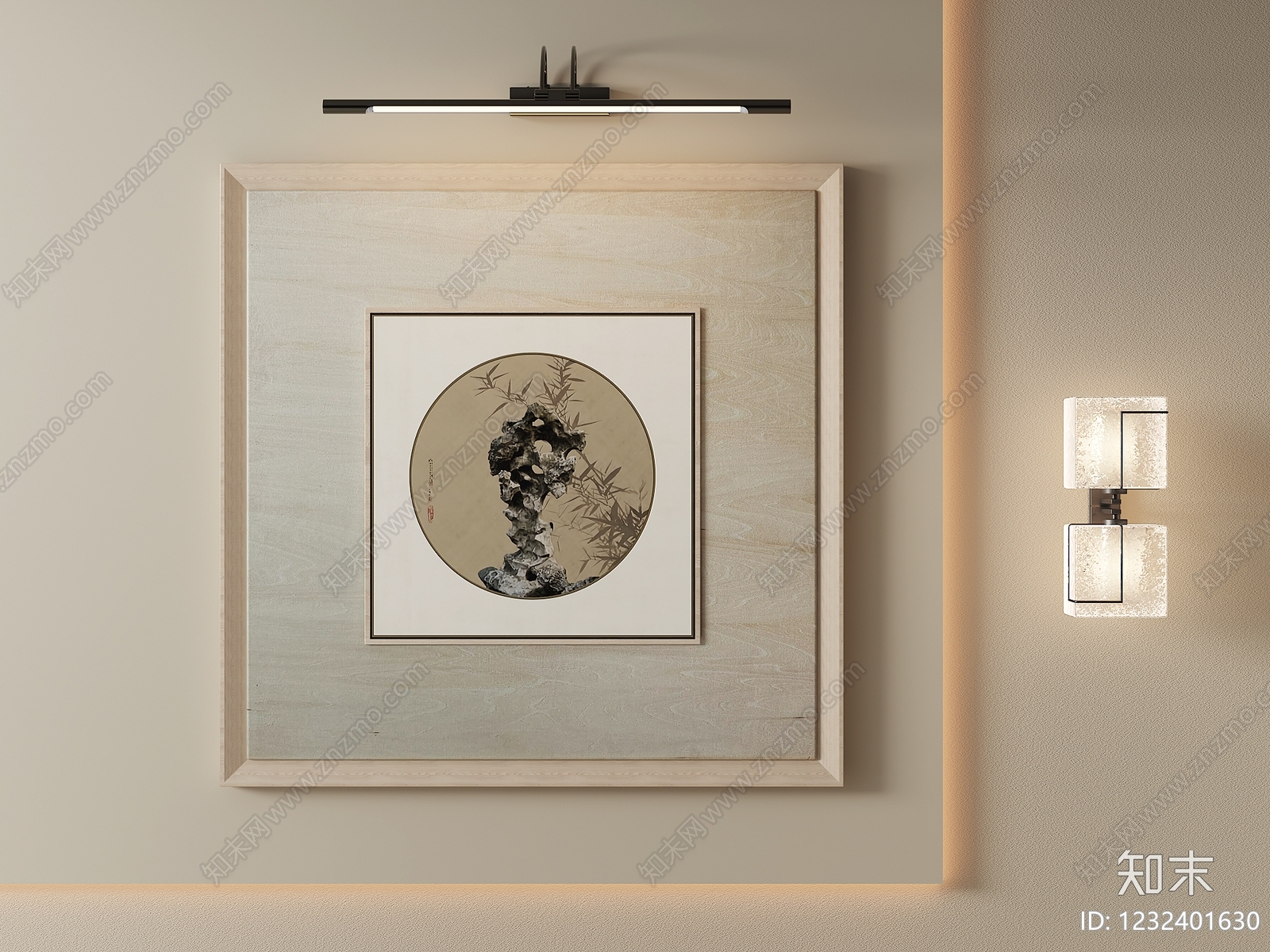 新中式挂画SU模型下载【ID:1232401630】