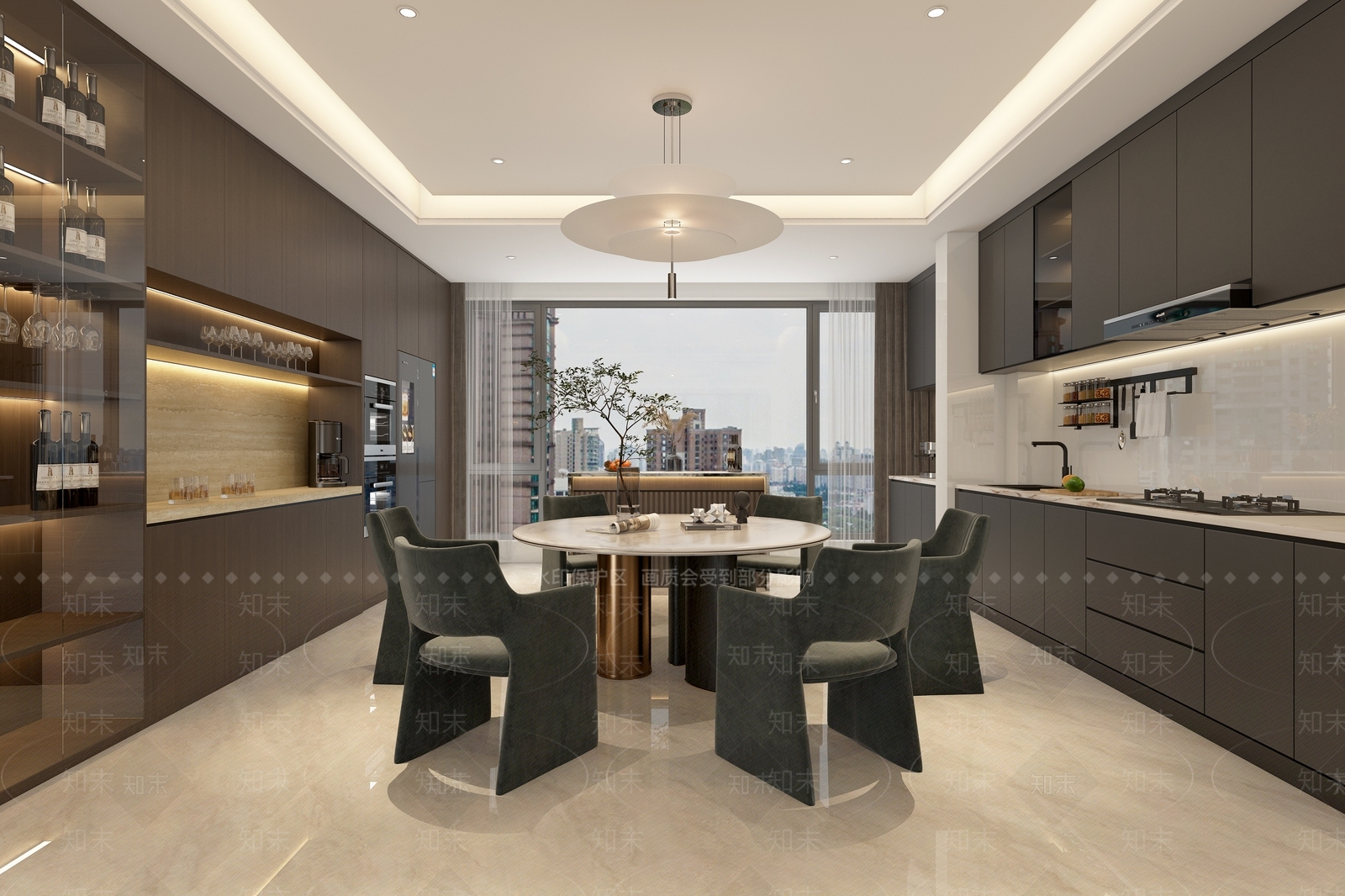 轻奢大平层客餐厅3D模型下载【ID:1232401831】