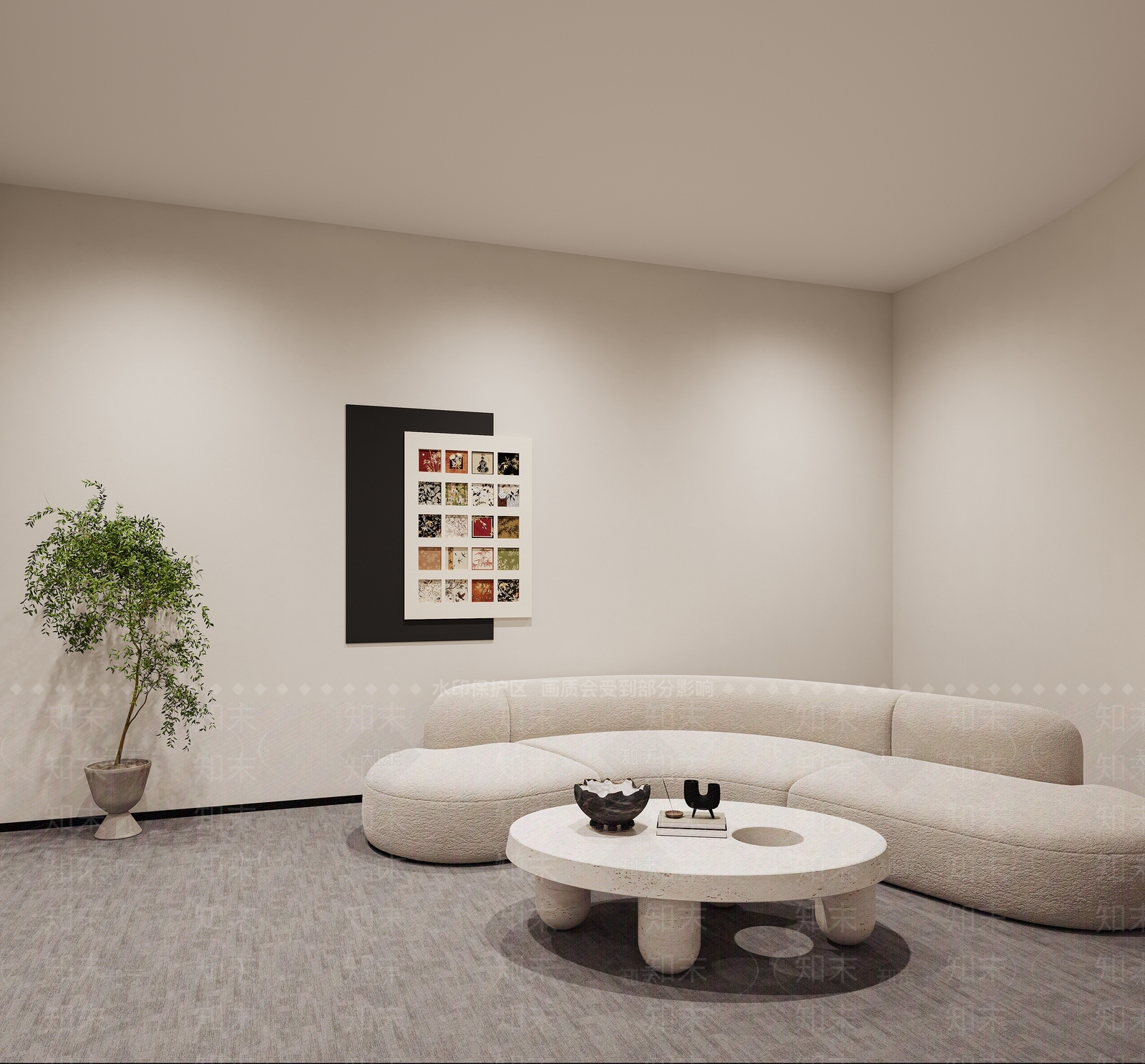 奶油风接待室3D模型下载【ID:1232402130】