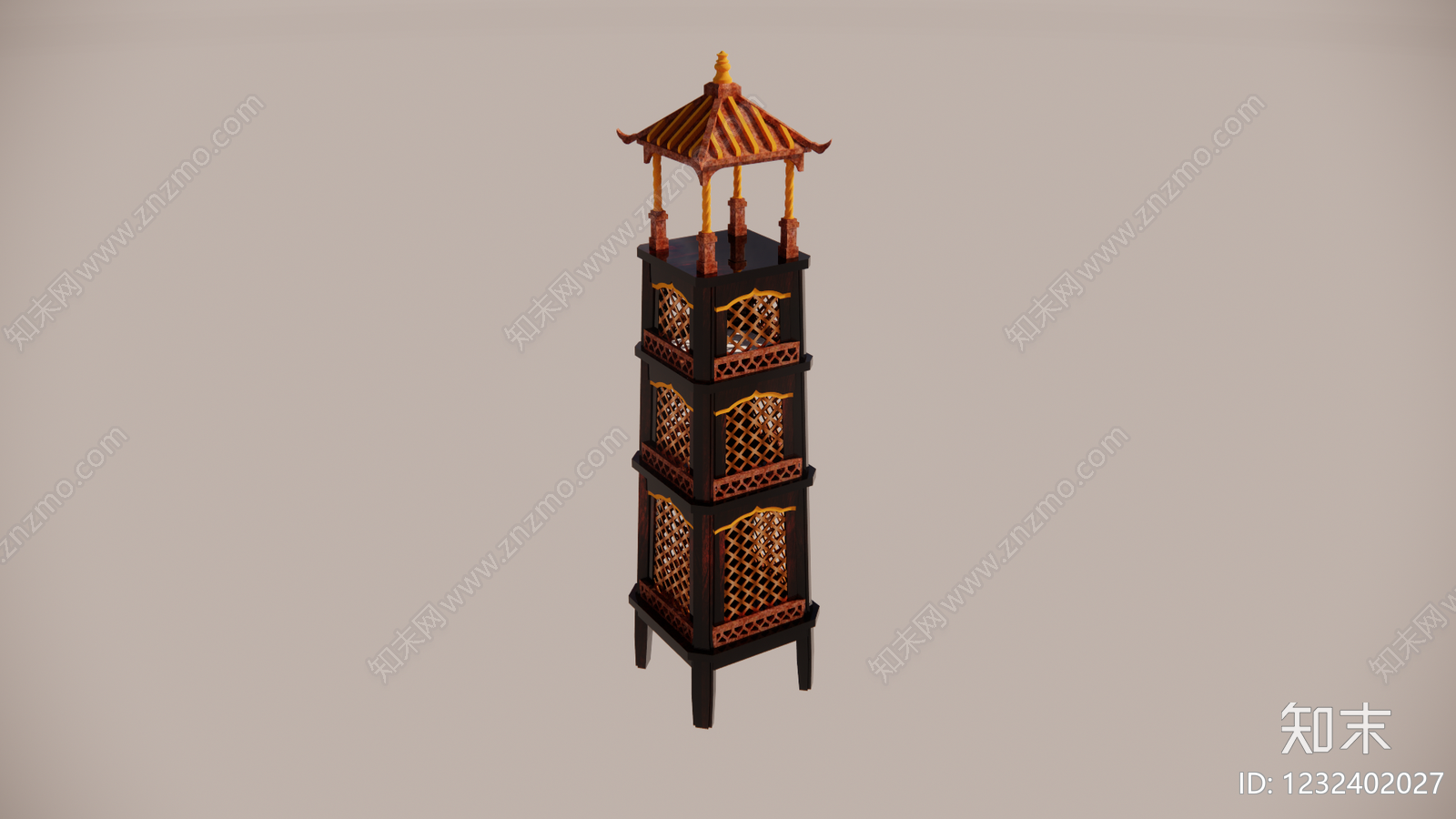 中式置物架SU模型草图