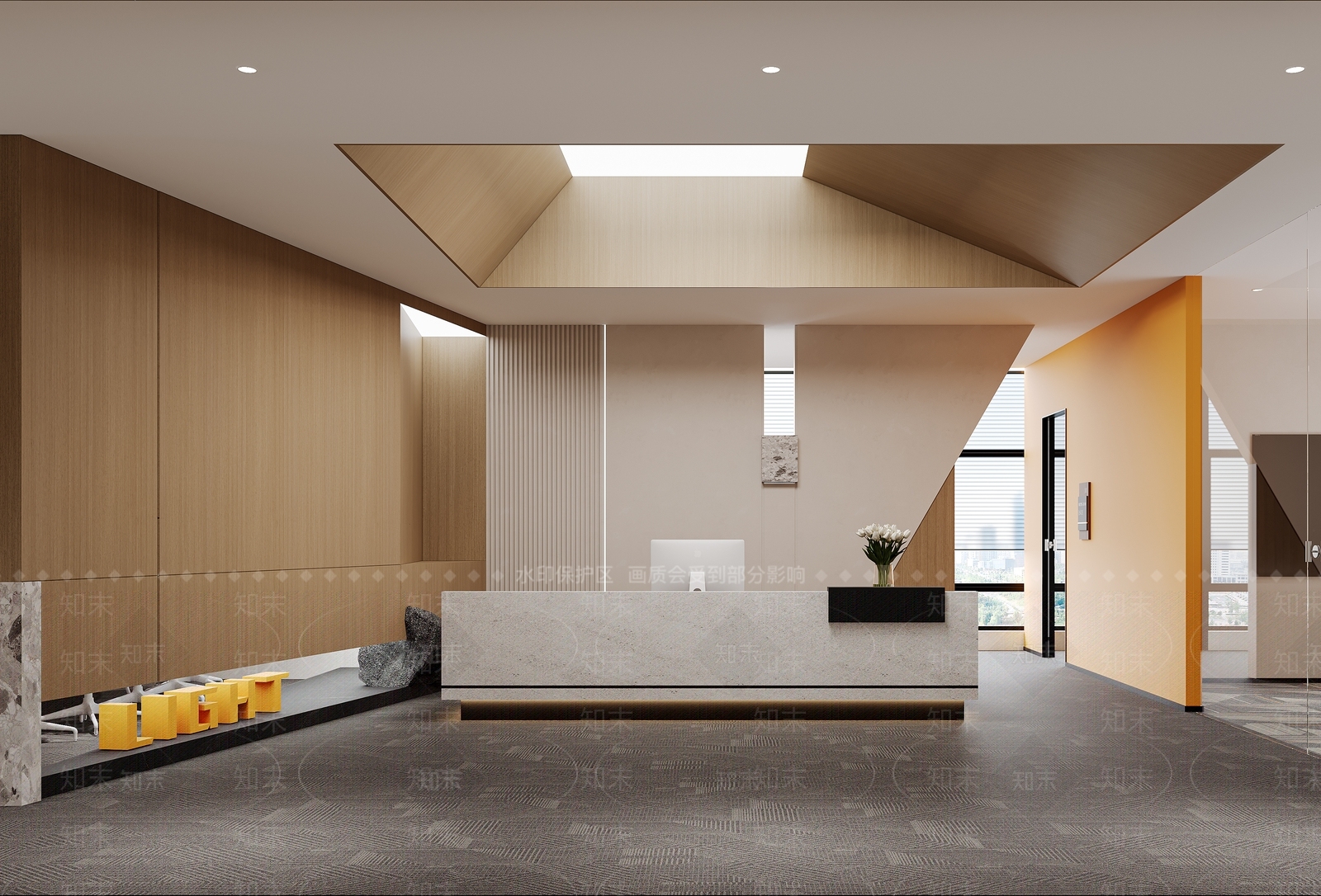 现代简约办公大厅3D模型下载【ID:1232403420】