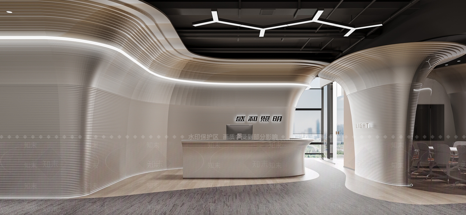 未来主义办公大厅3D模型下载【ID:1232404210】