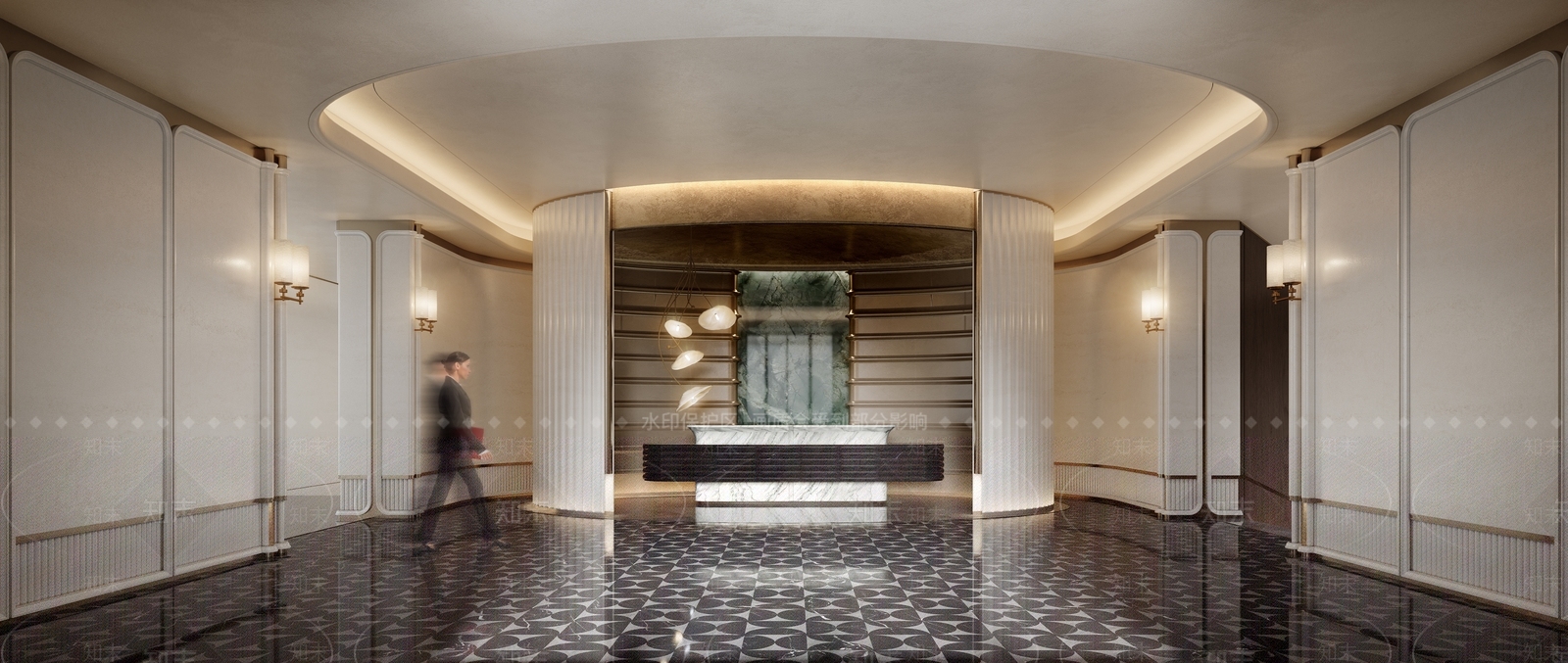 轻奢酒店大堂3D模型下载【ID:1232405229】
