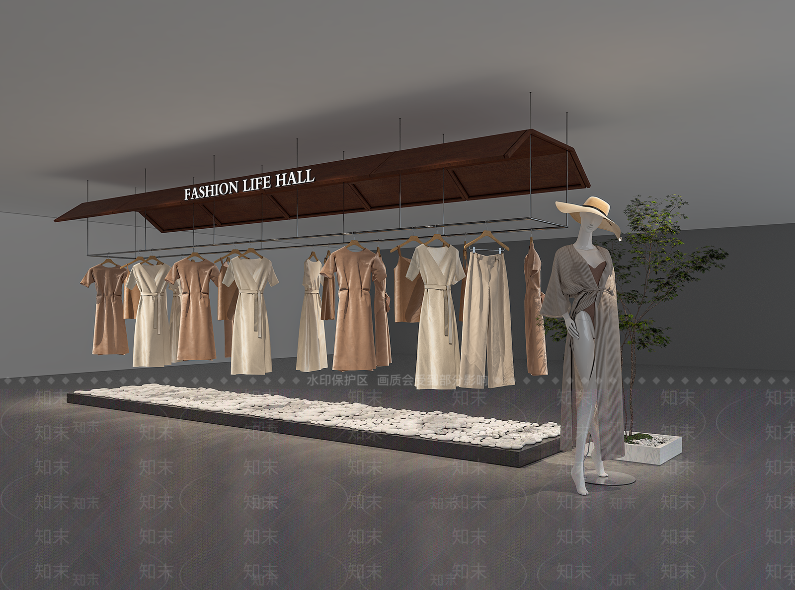 现代简约服装展台3D模型下载【ID:1232406650】