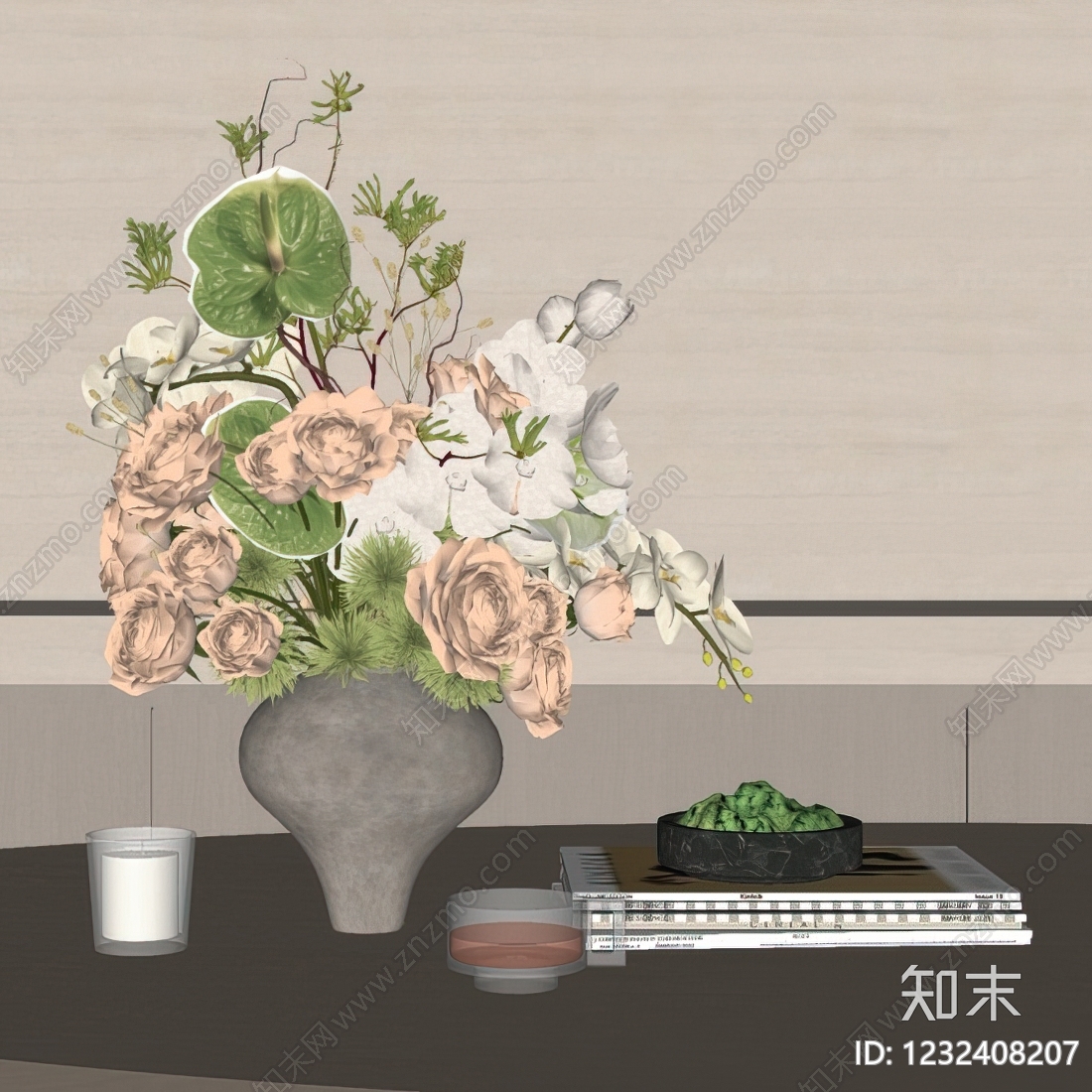 侘寂花艺SU模型下载【ID:1232408207】