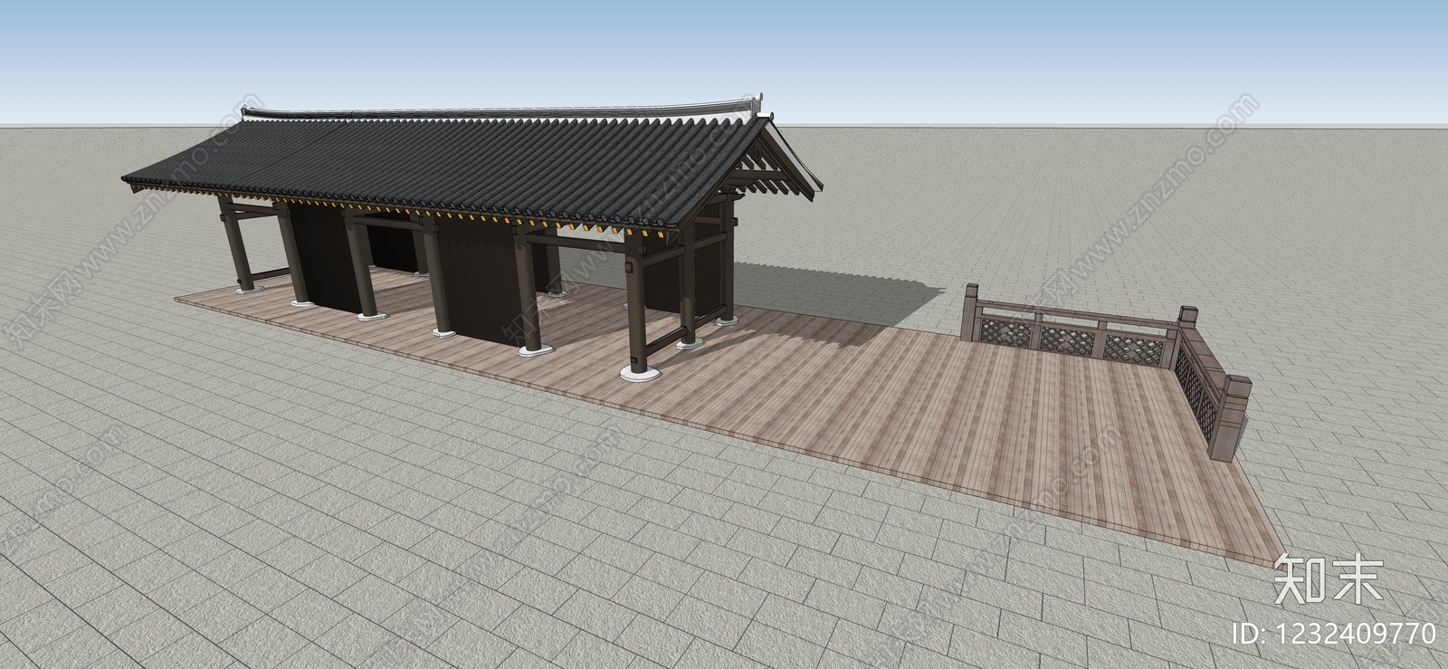 中式古建古建筑SU模型下载【ID:1232409770】