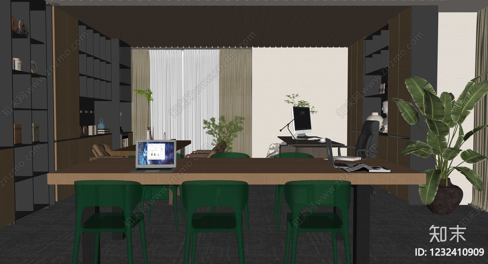 新中式其他办公区域SU模型下载【ID:1232410909】