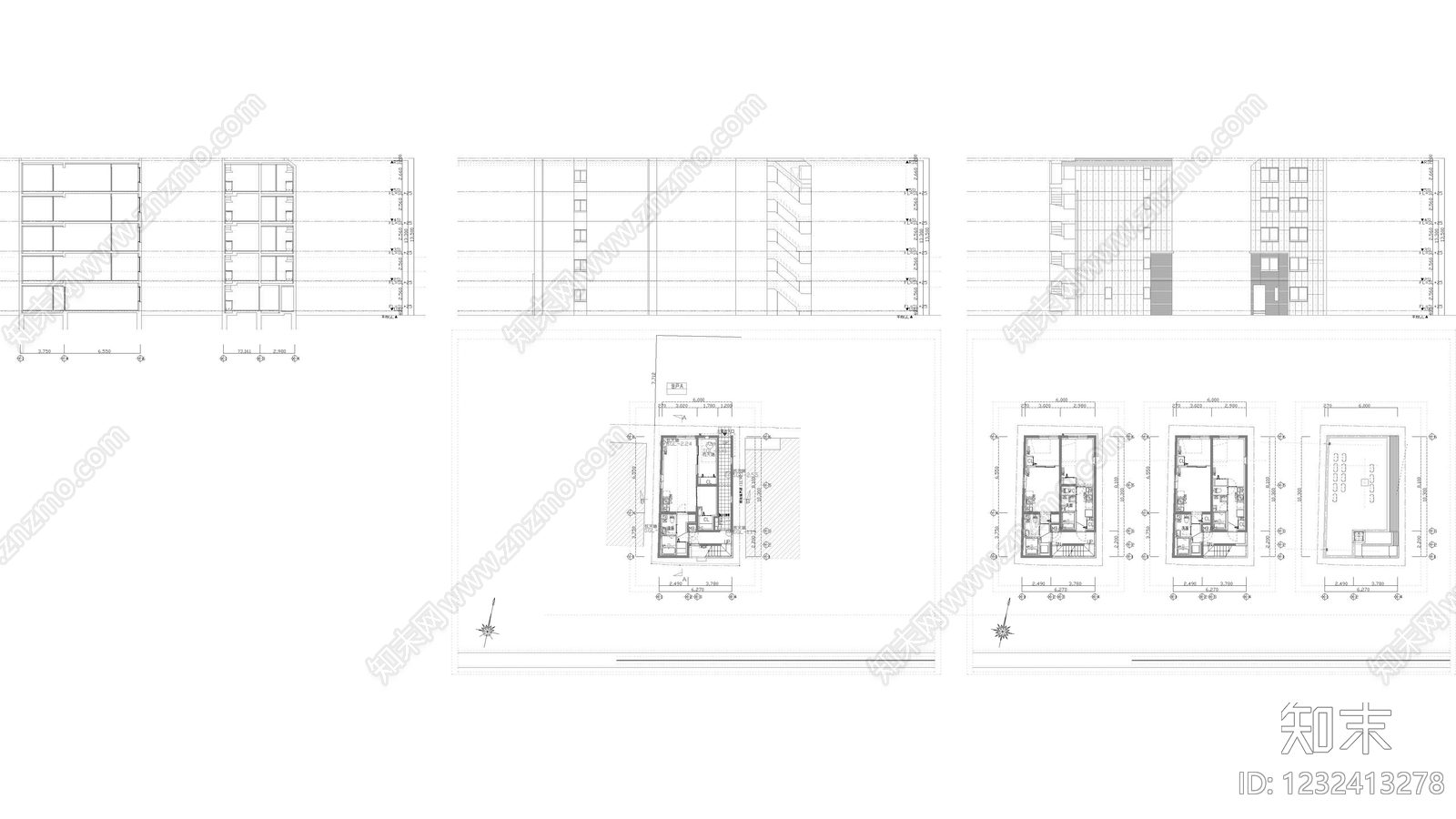 住宅楼建筑cad施工图下载【ID:1232413278】
