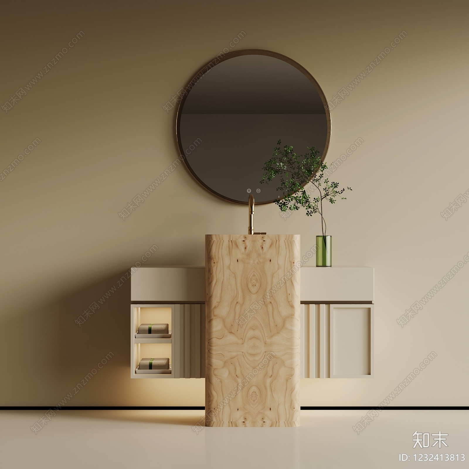 奶油风洗手台3D模型下载【ID:1232413813】