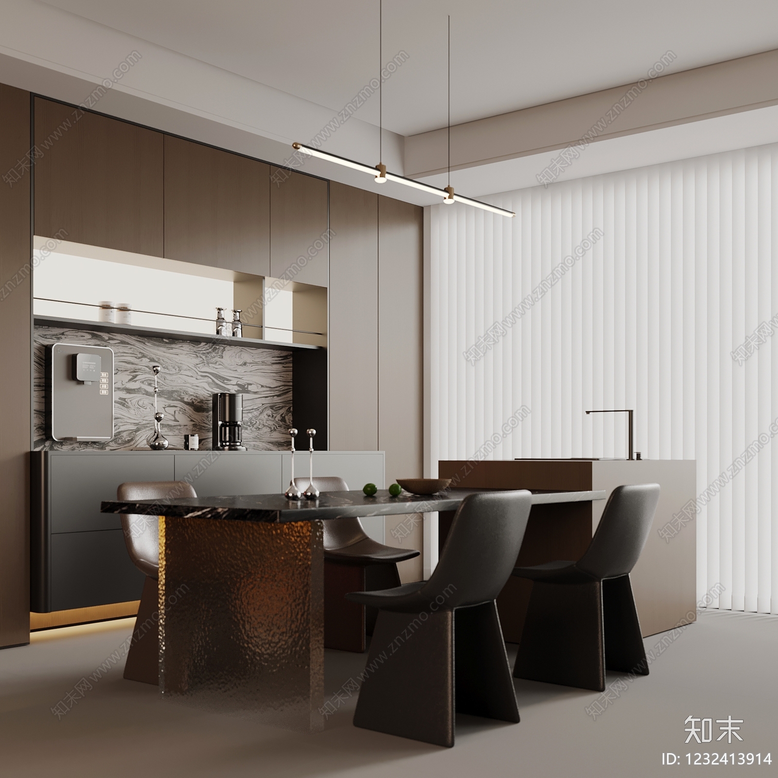 意式极简家居餐厅3D模型下载【ID:1232413914】