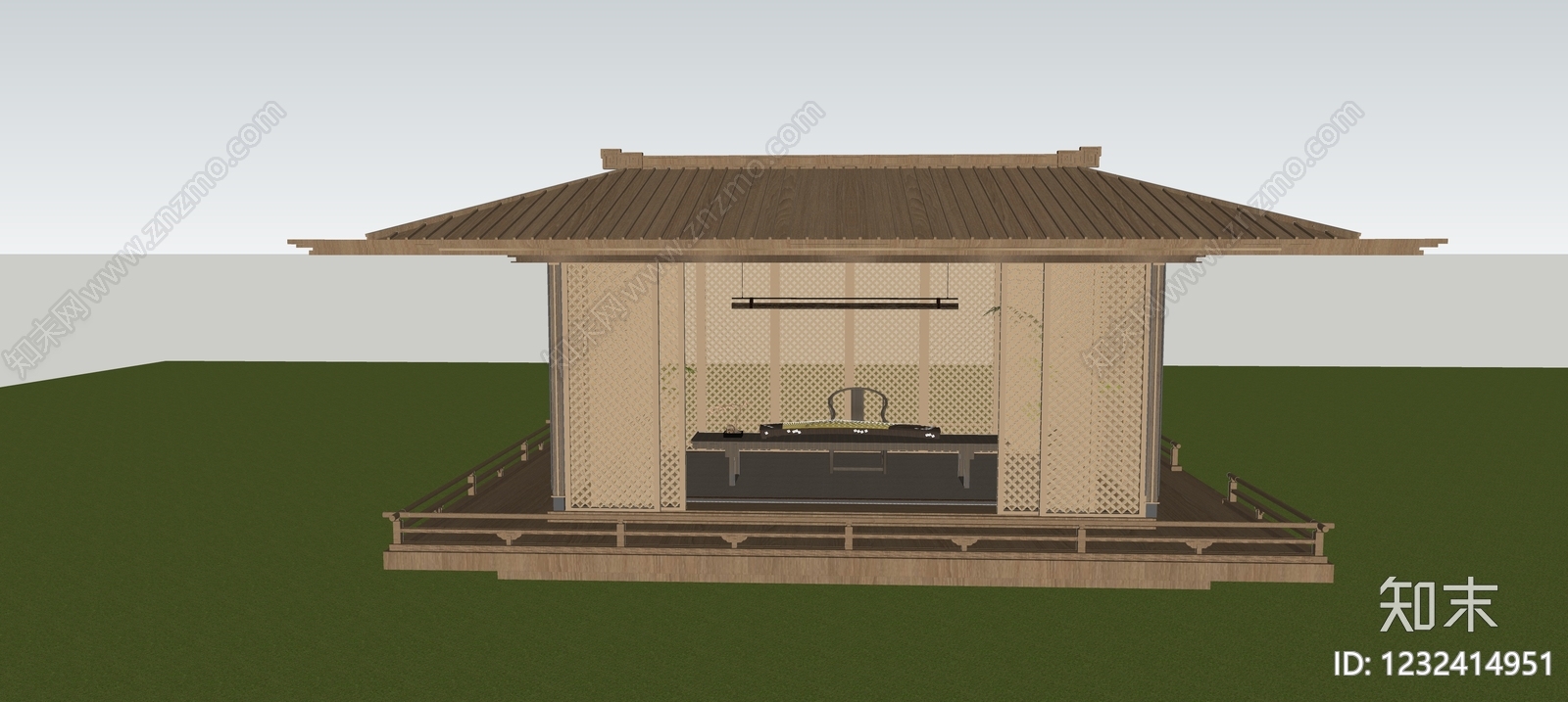 日式亭子SU模型下载【ID:1232414951】
