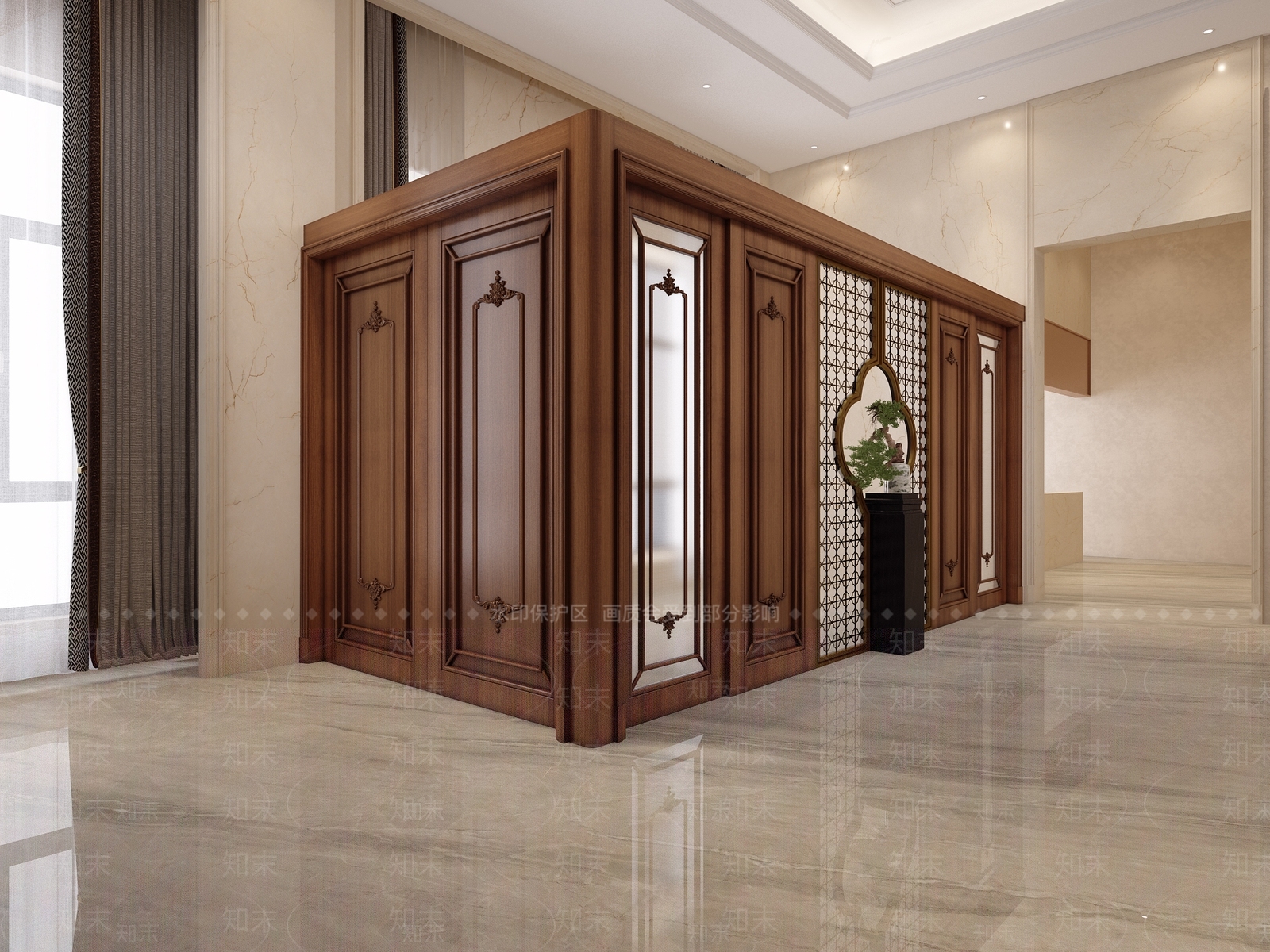 新中式艺术隔断3D模型下载【ID:1232417857】