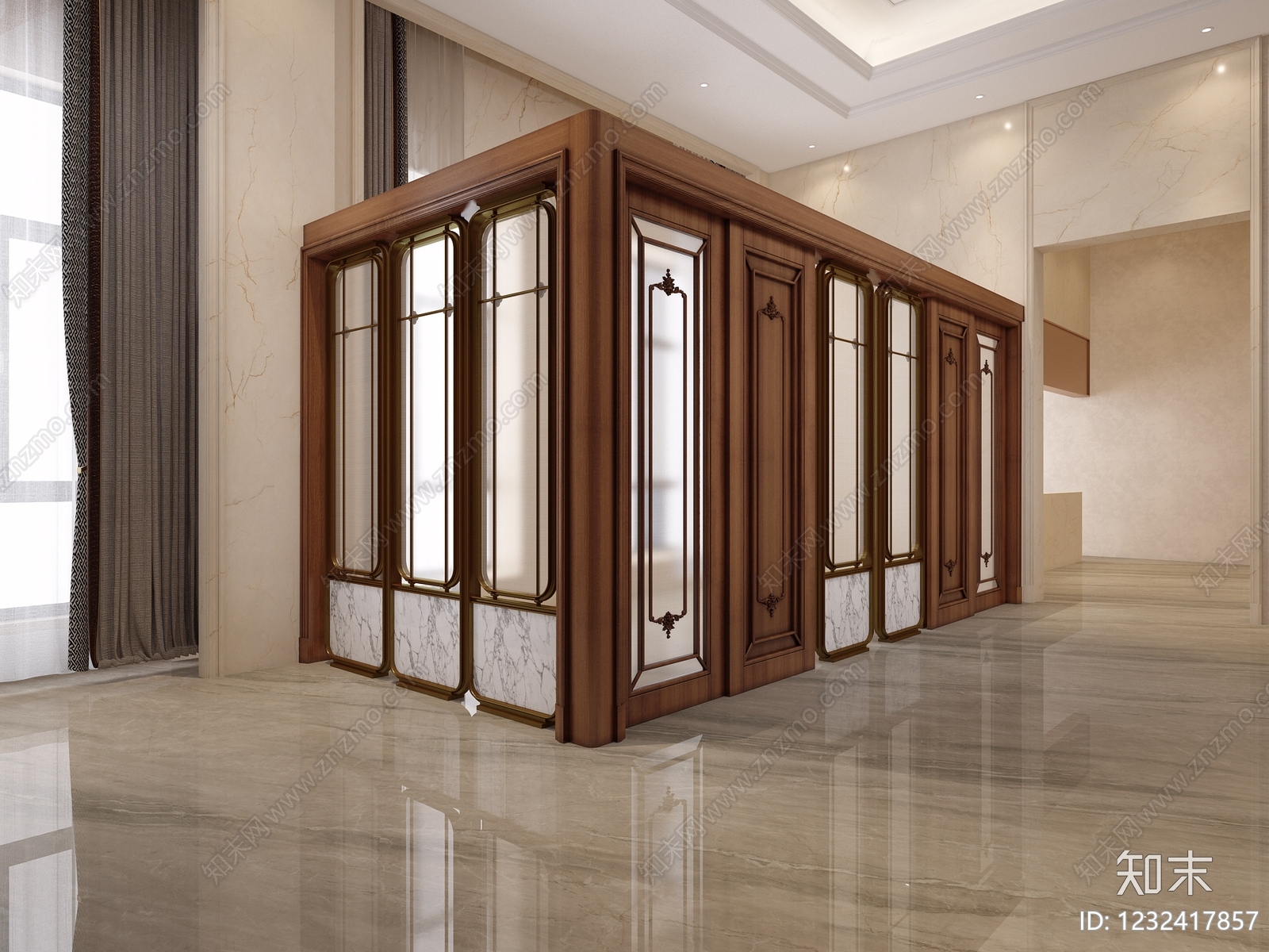 新中式艺术隔断3D模型下载【ID:1232417857】
