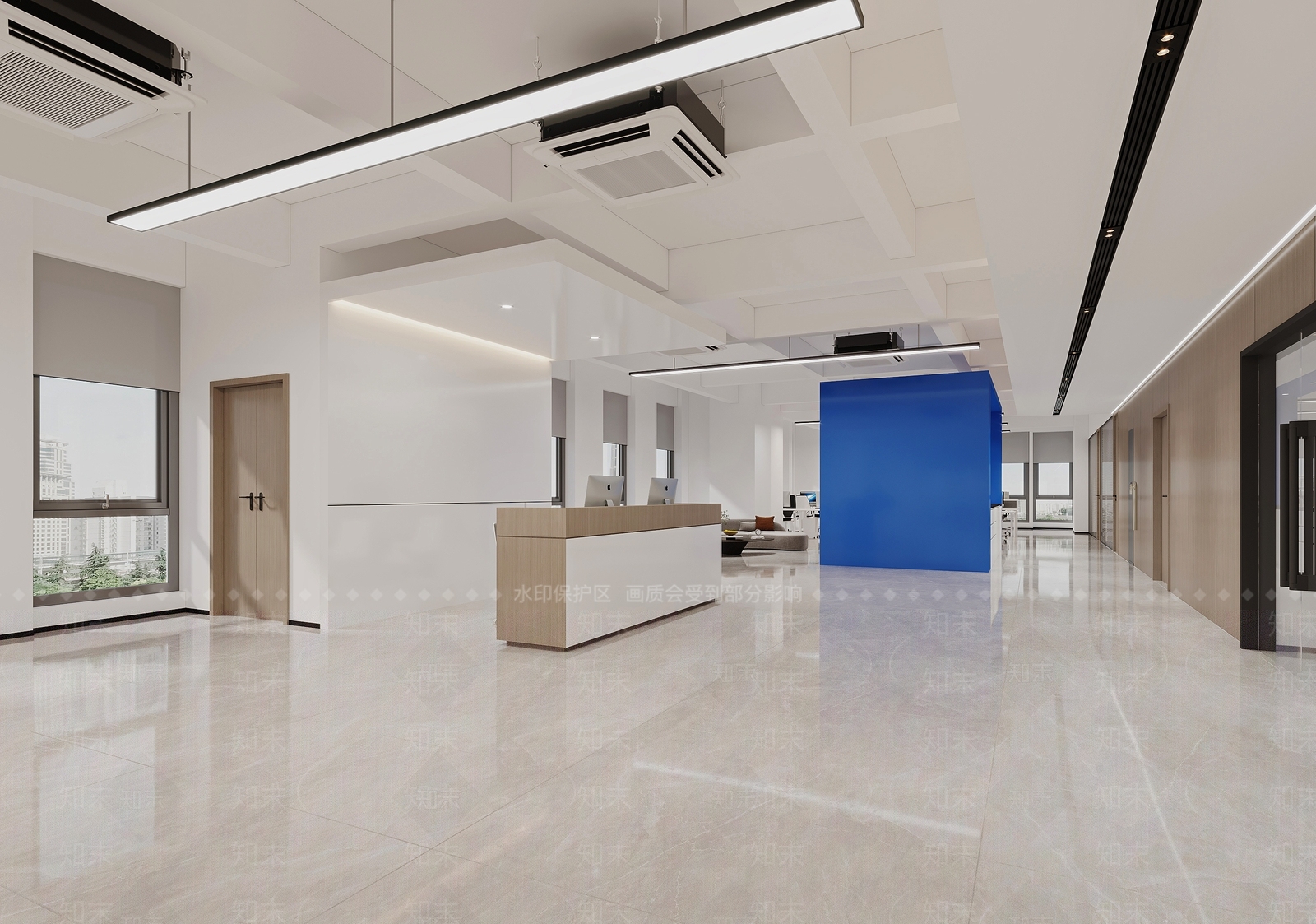 现代简约办公区3D模型下载【ID:1232420633】