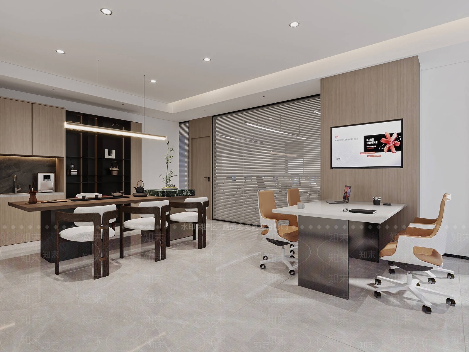 现代简约办公区3D模型下载【ID:1232420633】