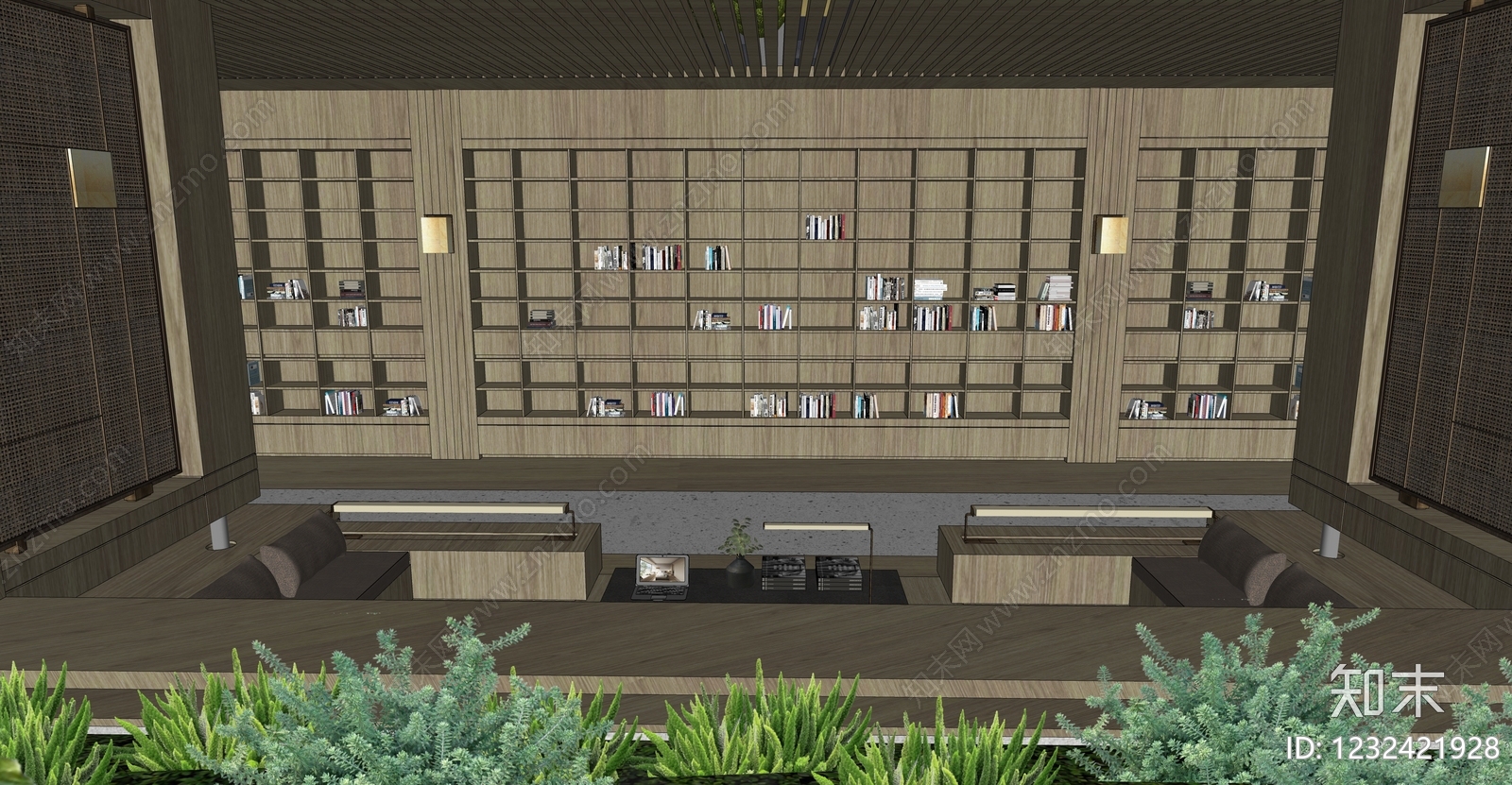 新中式售楼处SU模型下载【ID:1232421928】