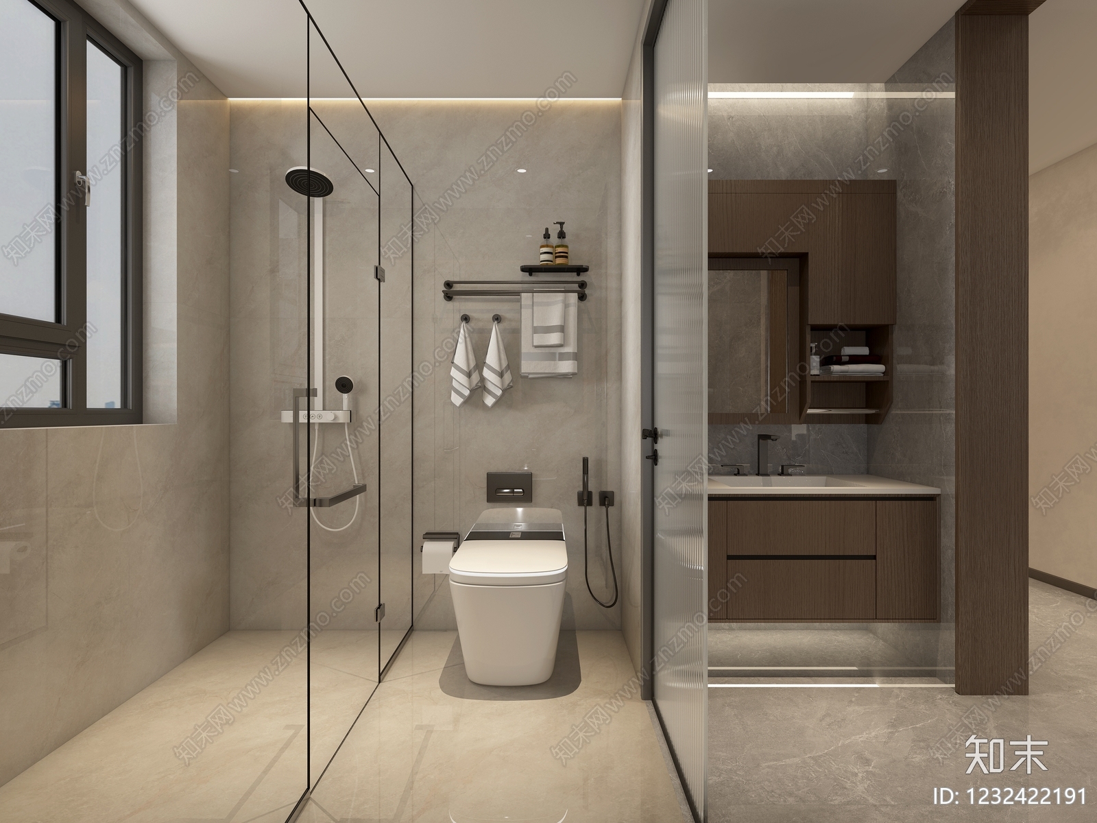 现代简约卫生间3D模型下载【ID:1232422191】