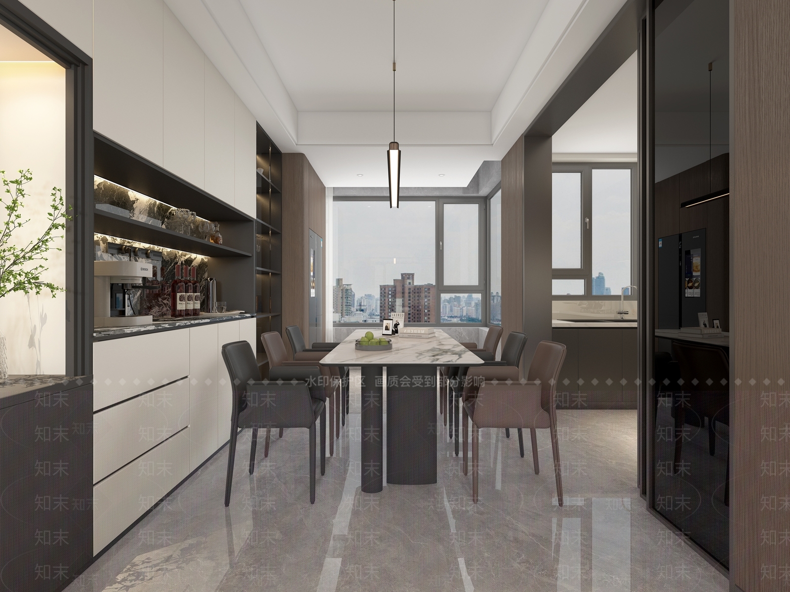 现代简约家居餐厅3D模型下载【ID:1232422696】