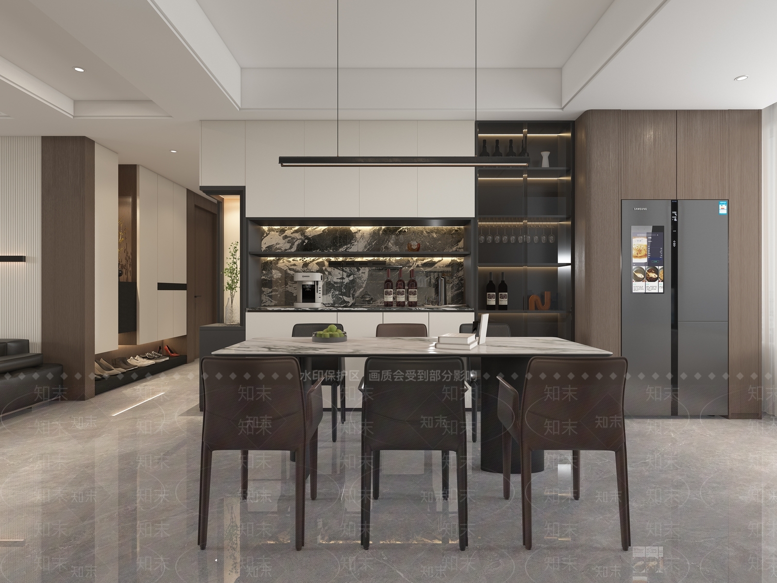 现代简约家居餐厅3D模型下载【ID:1232422696】