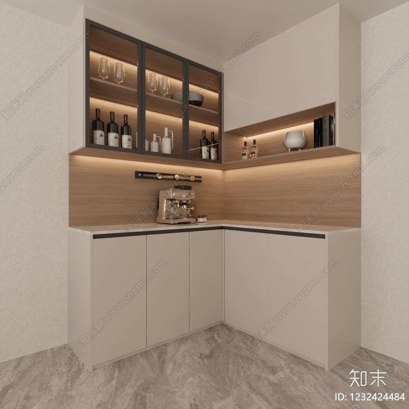 现代简约家居餐厅3D模型下载【ID:1232424484】