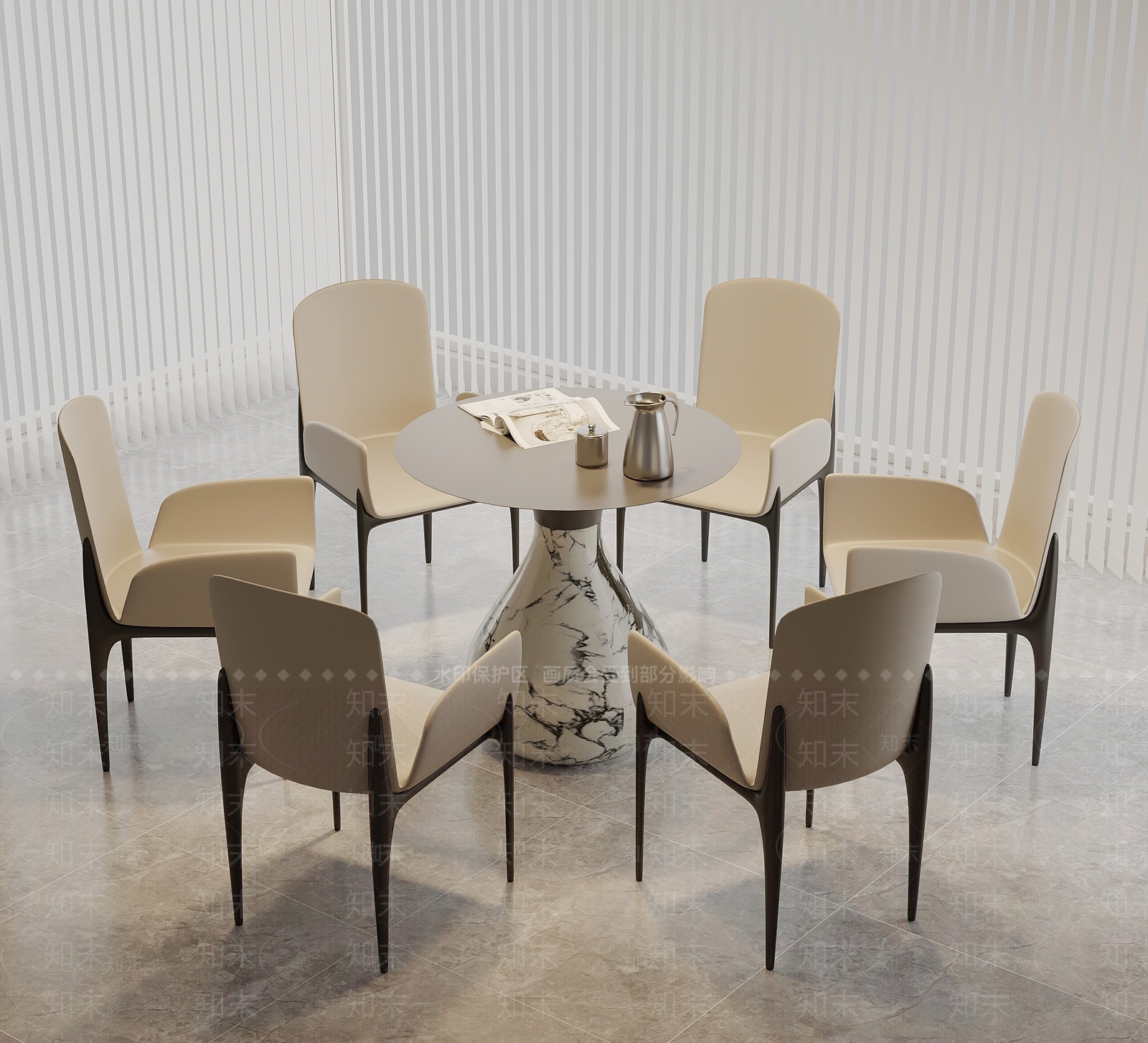 意式极简餐桌椅3D模型下载【ID:1232425749】