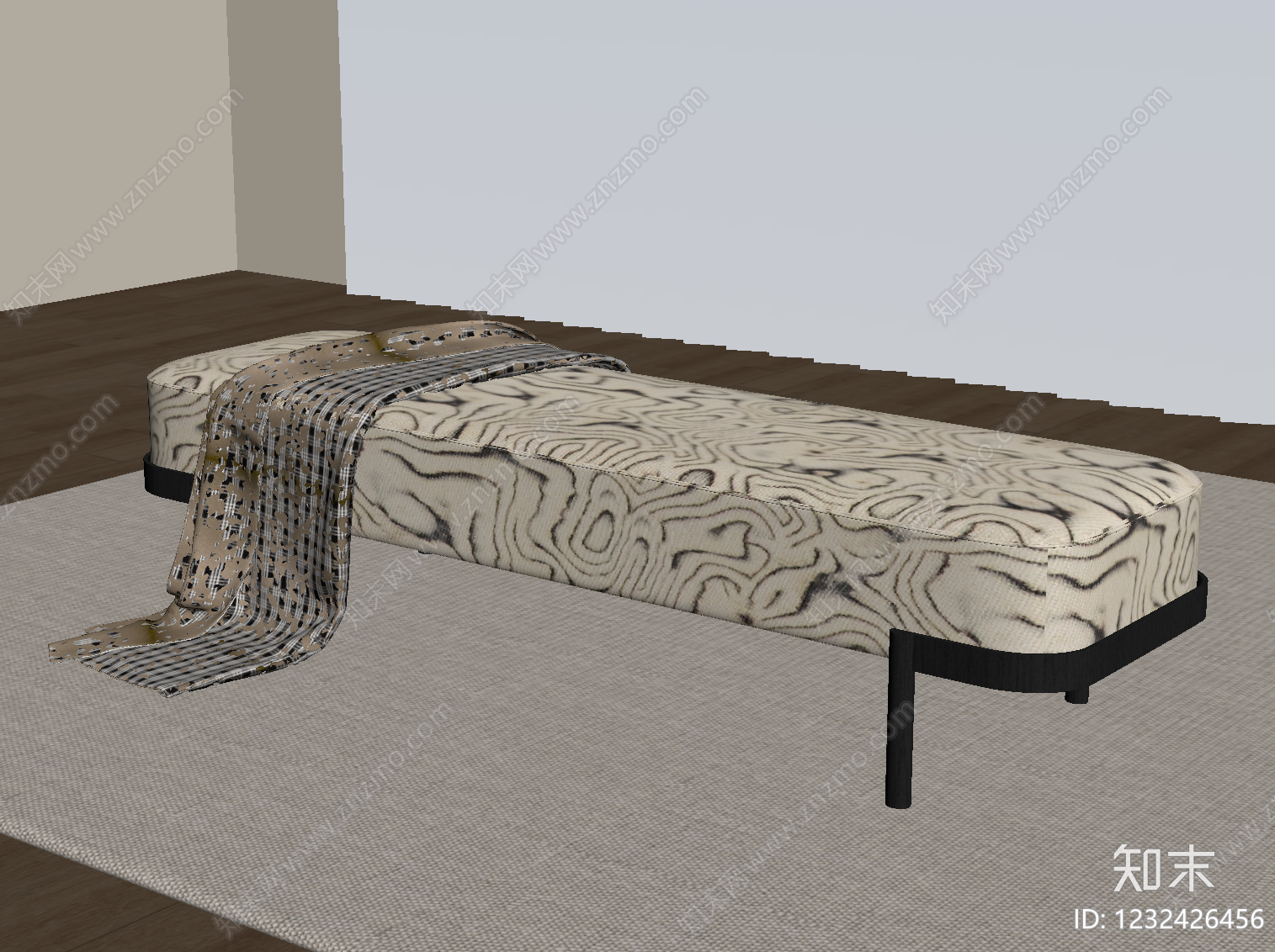 现代简约床尾凳SU模型下载【ID:1232426456】