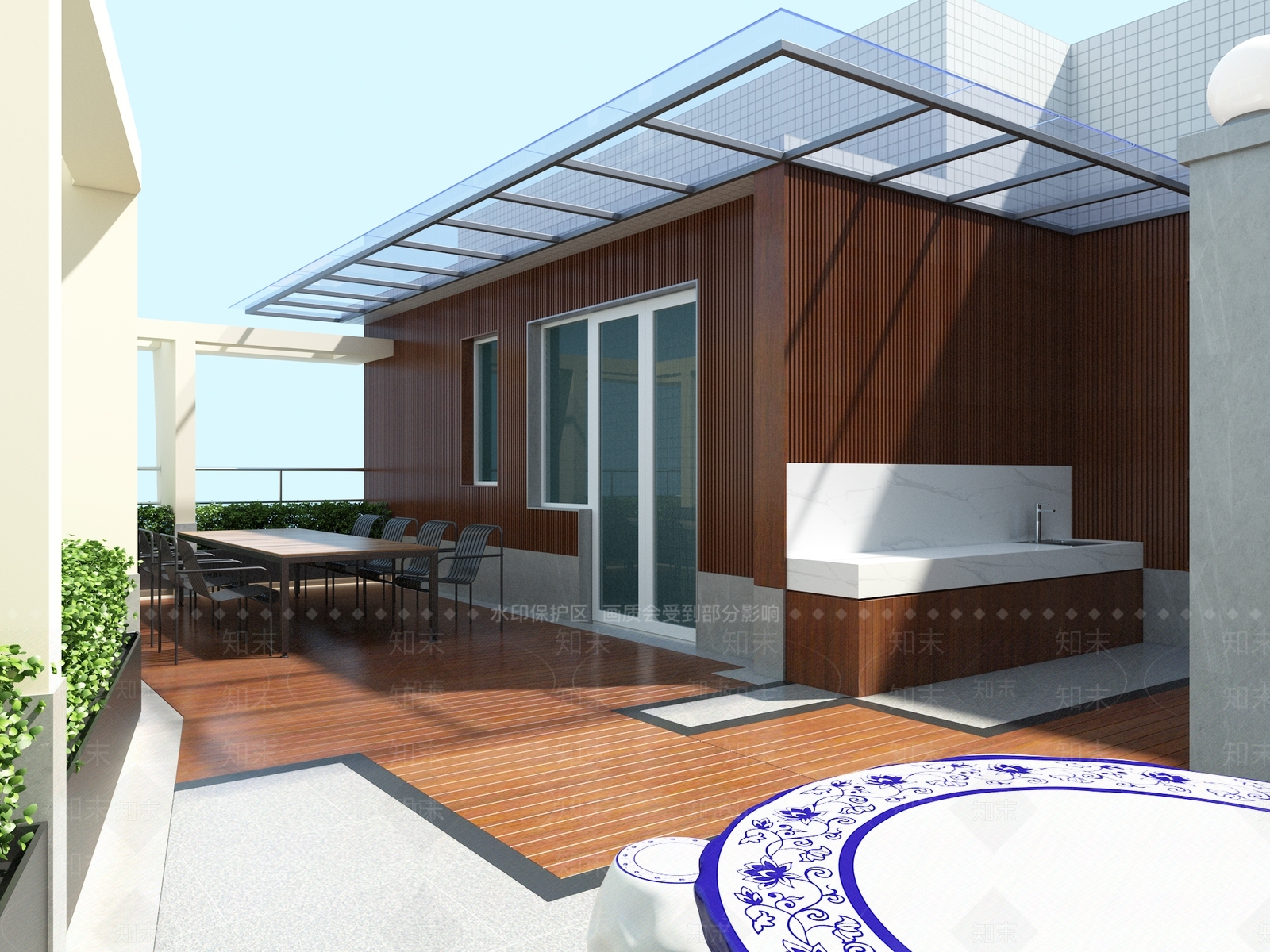 现代屋顶花园3D模型下载【ID:1232426715】