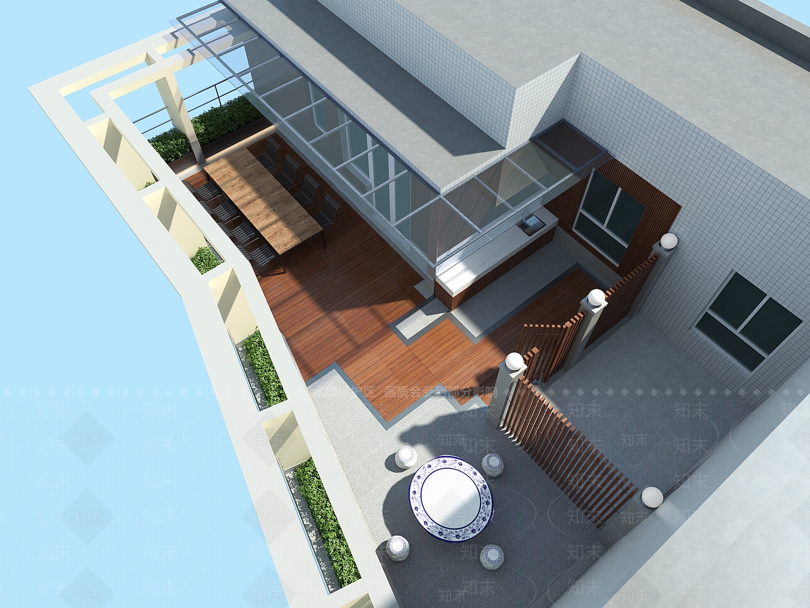现代屋顶花园3D模型下载【ID:1232426715】