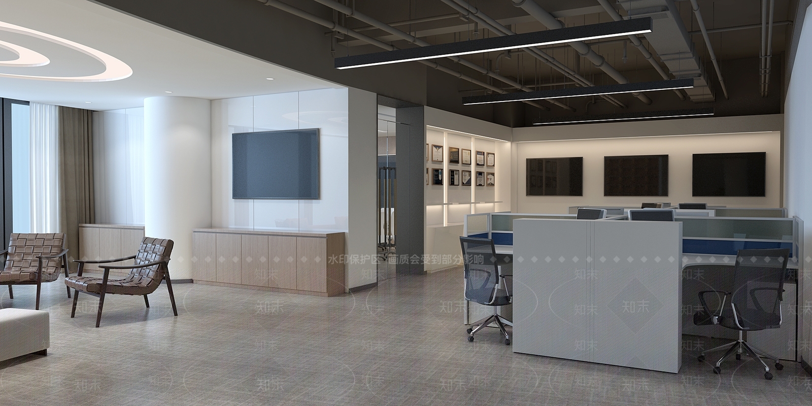 现代简约办公区3D模型下载【ID:1232427053】