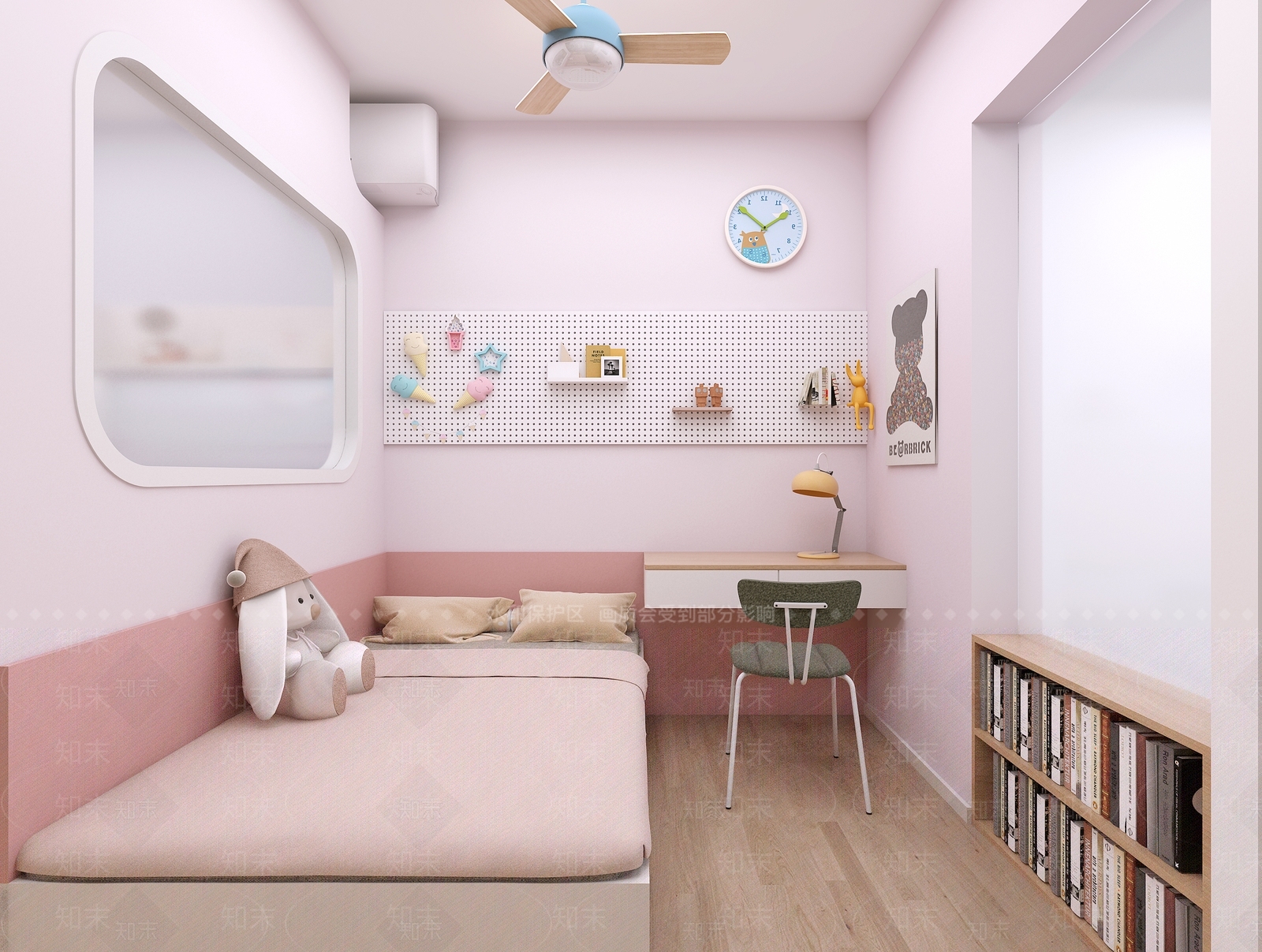 原木风通用儿童房3D模型下载【ID:1232427240】