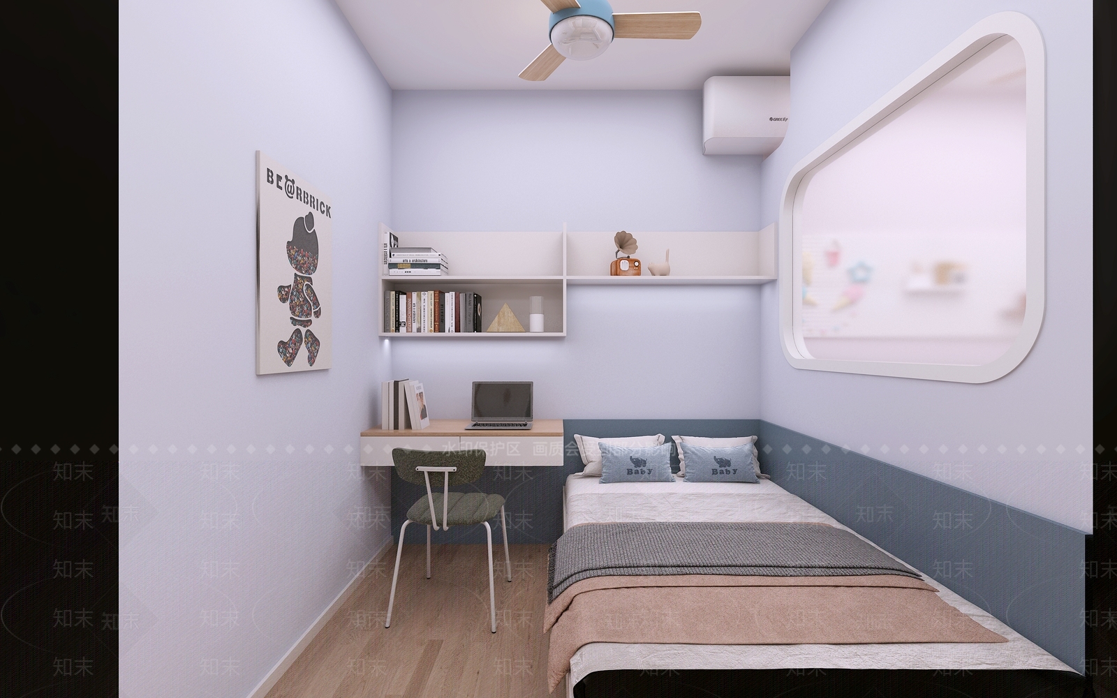 原木风通用儿童房3D模型下载【ID:1232427240】