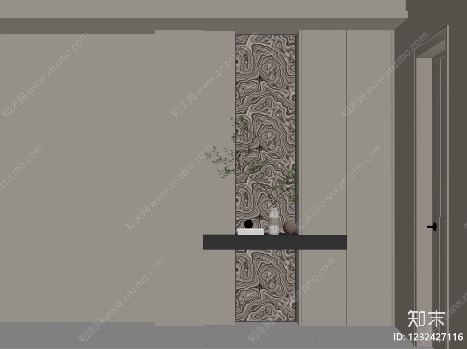 奶油风玄关柜SU模型下载【ID:1232427116】