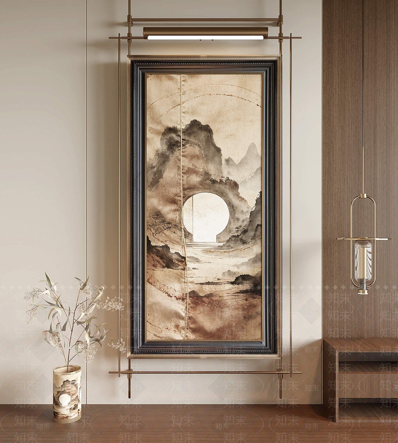 新中式山水画3D模型下载【ID:1232427734】