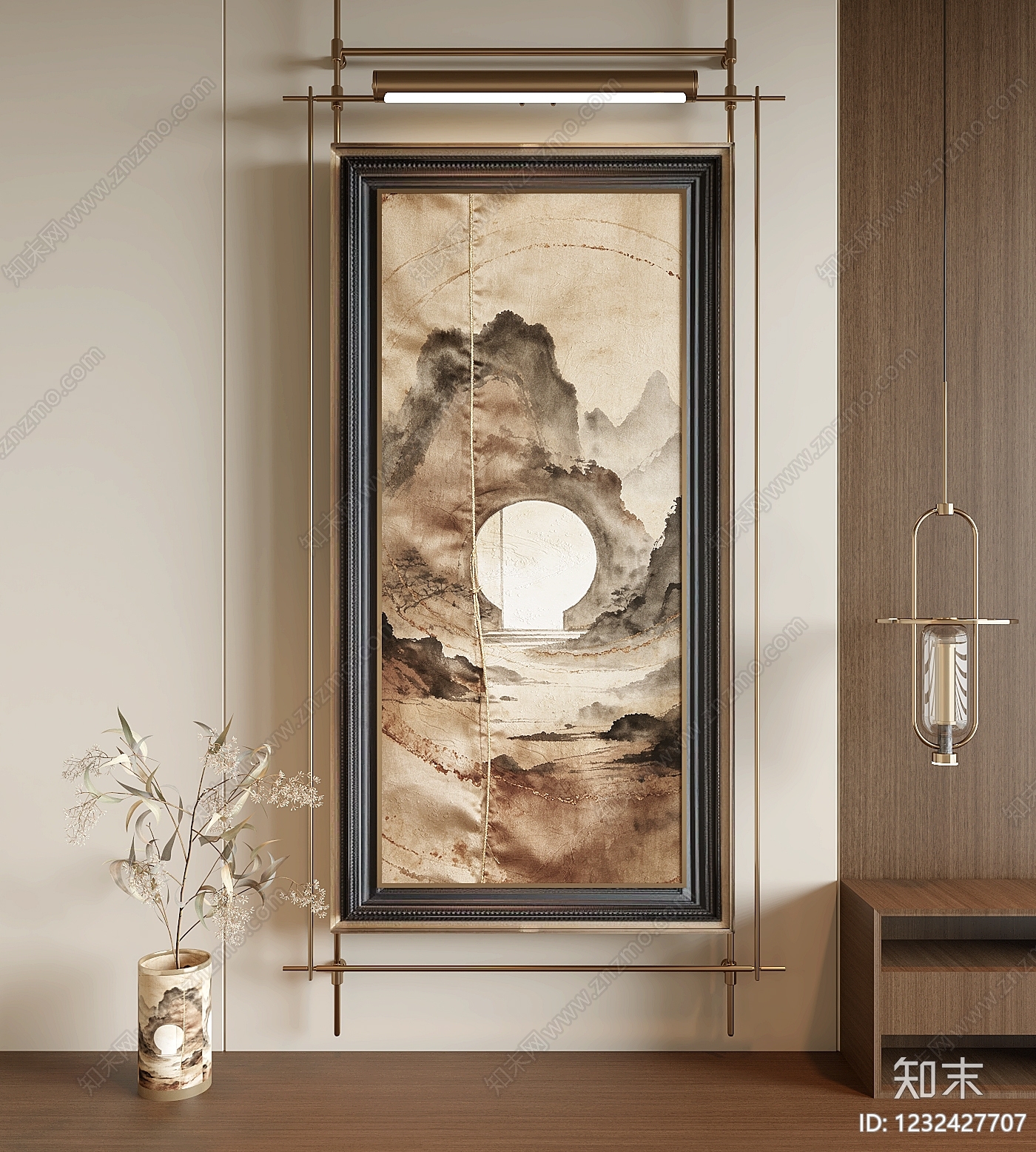 新中式挂画SU模型下载【ID:1232427707】